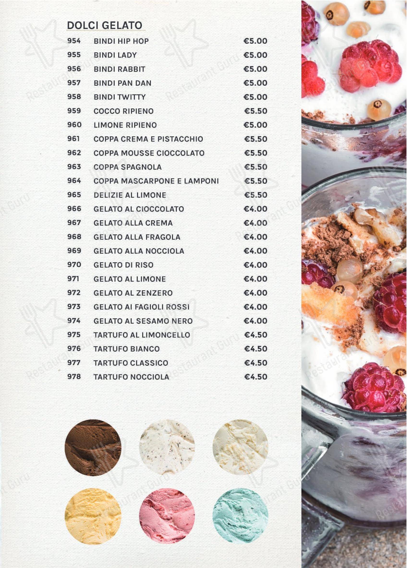 Меню напитков ресторана Ishin Ristorante