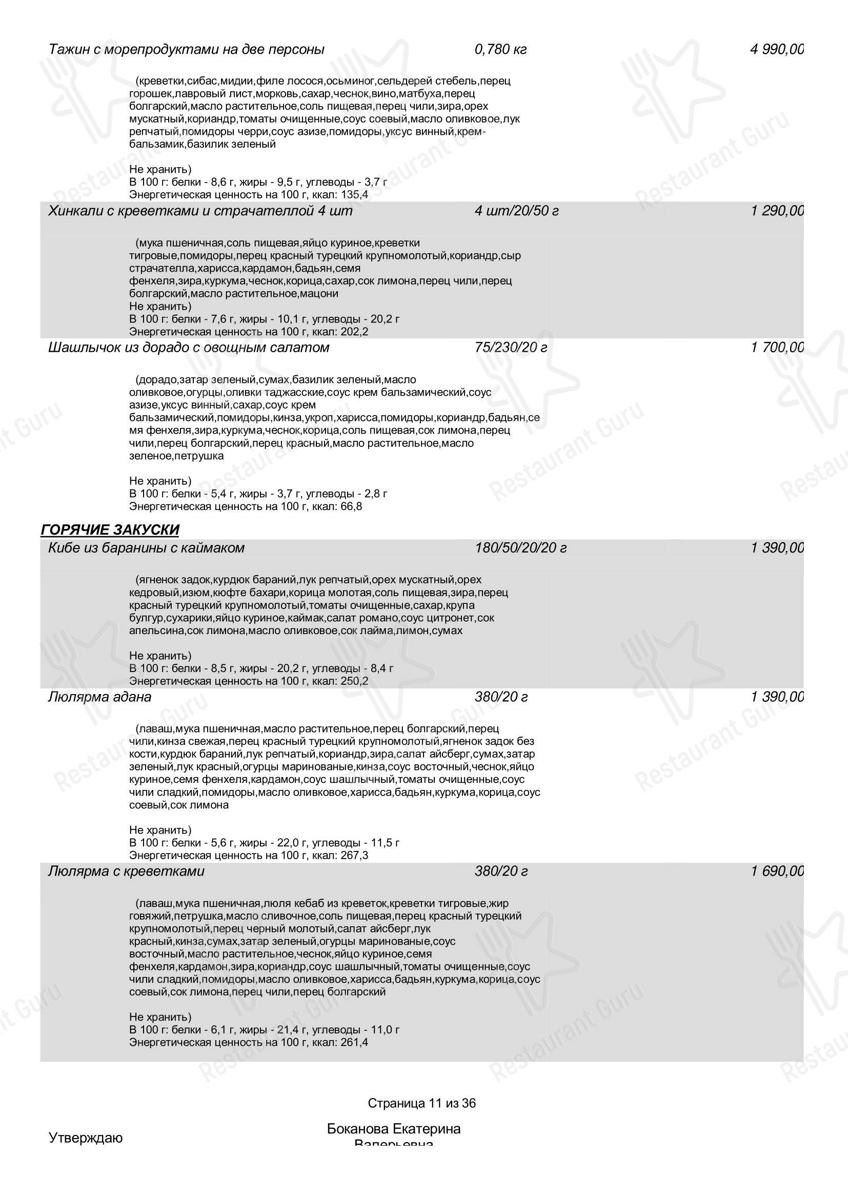 Drink menu ресторана Maroon в Москве