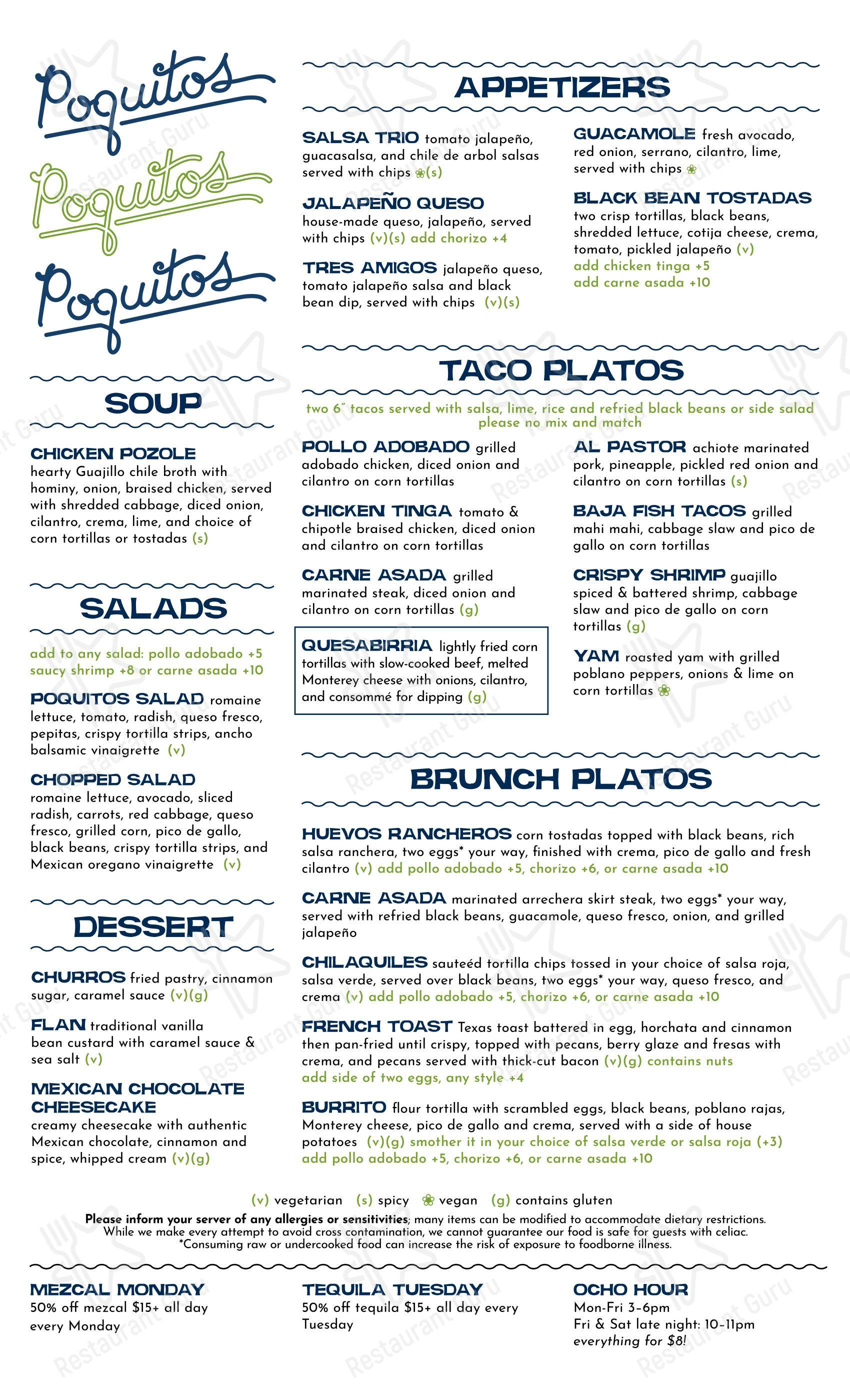 Poquitos Capitol Hill в Сиэтле - Dinner Menu