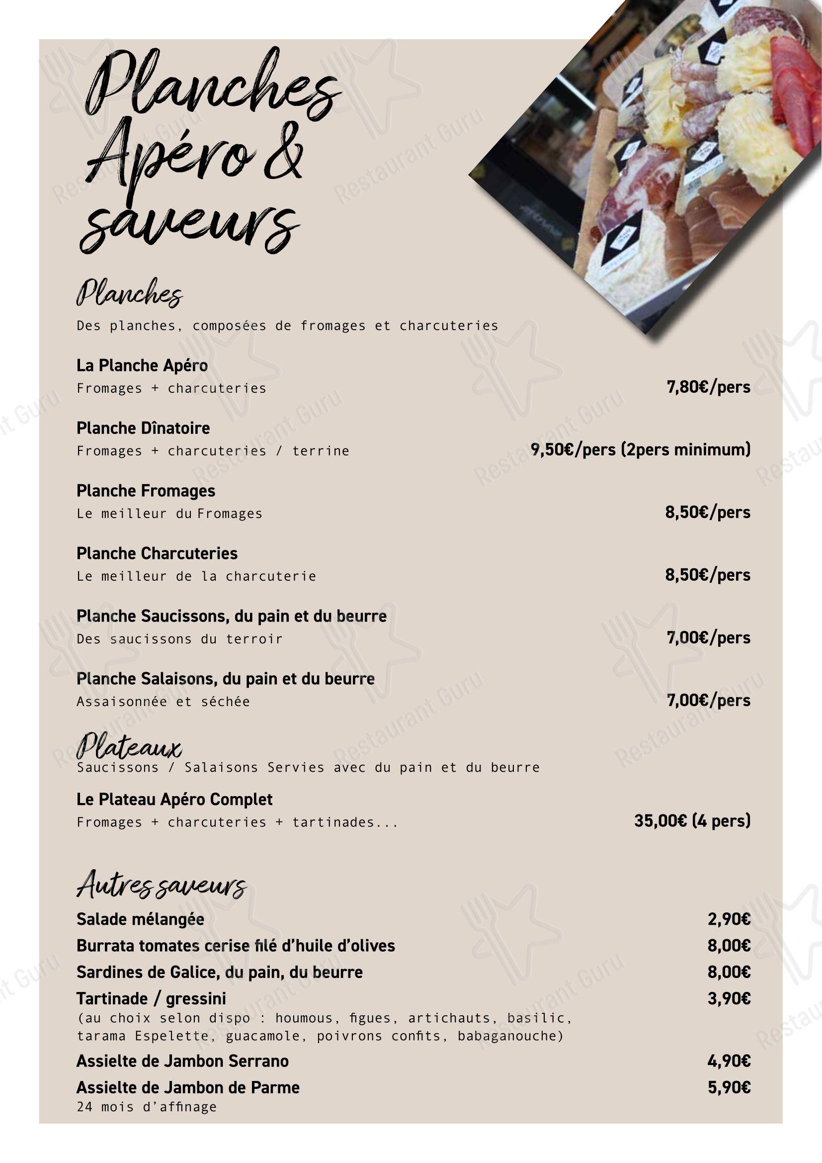Меню напитков ресторана Raclette to GO в Руане