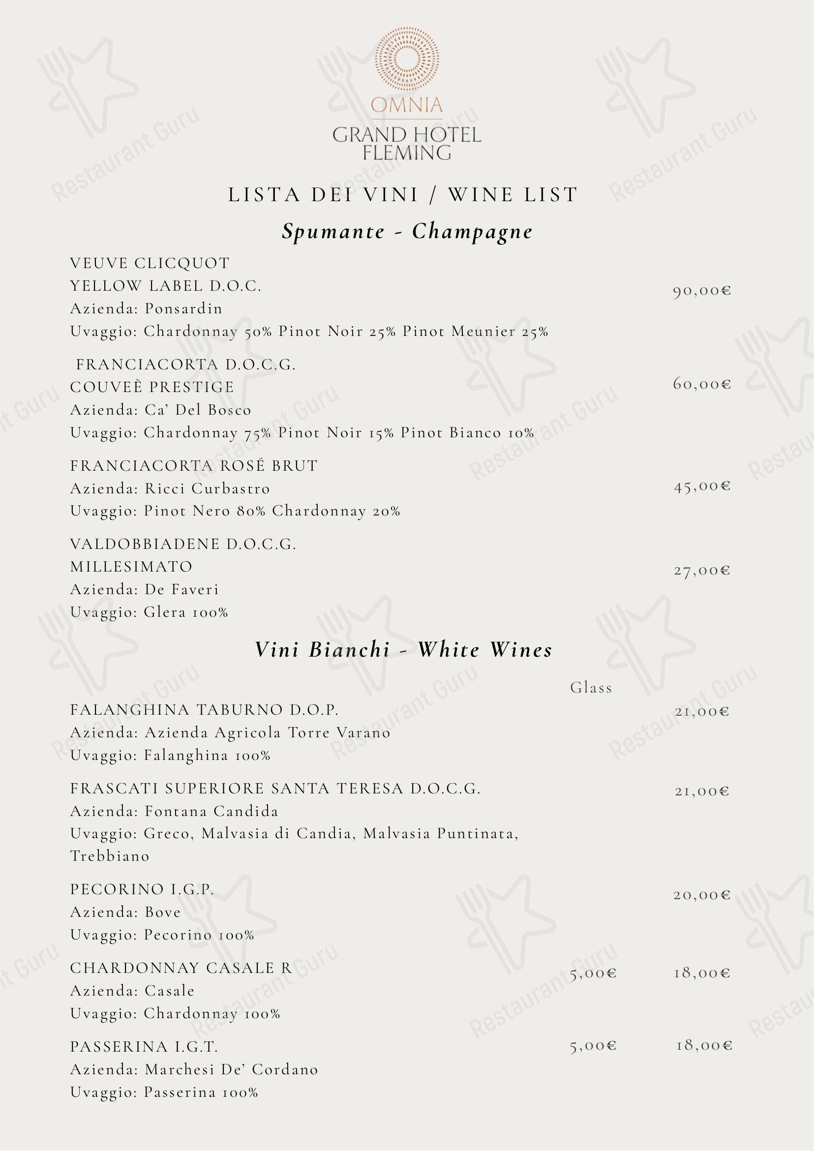 Меню ресторана Ristorante Gray's