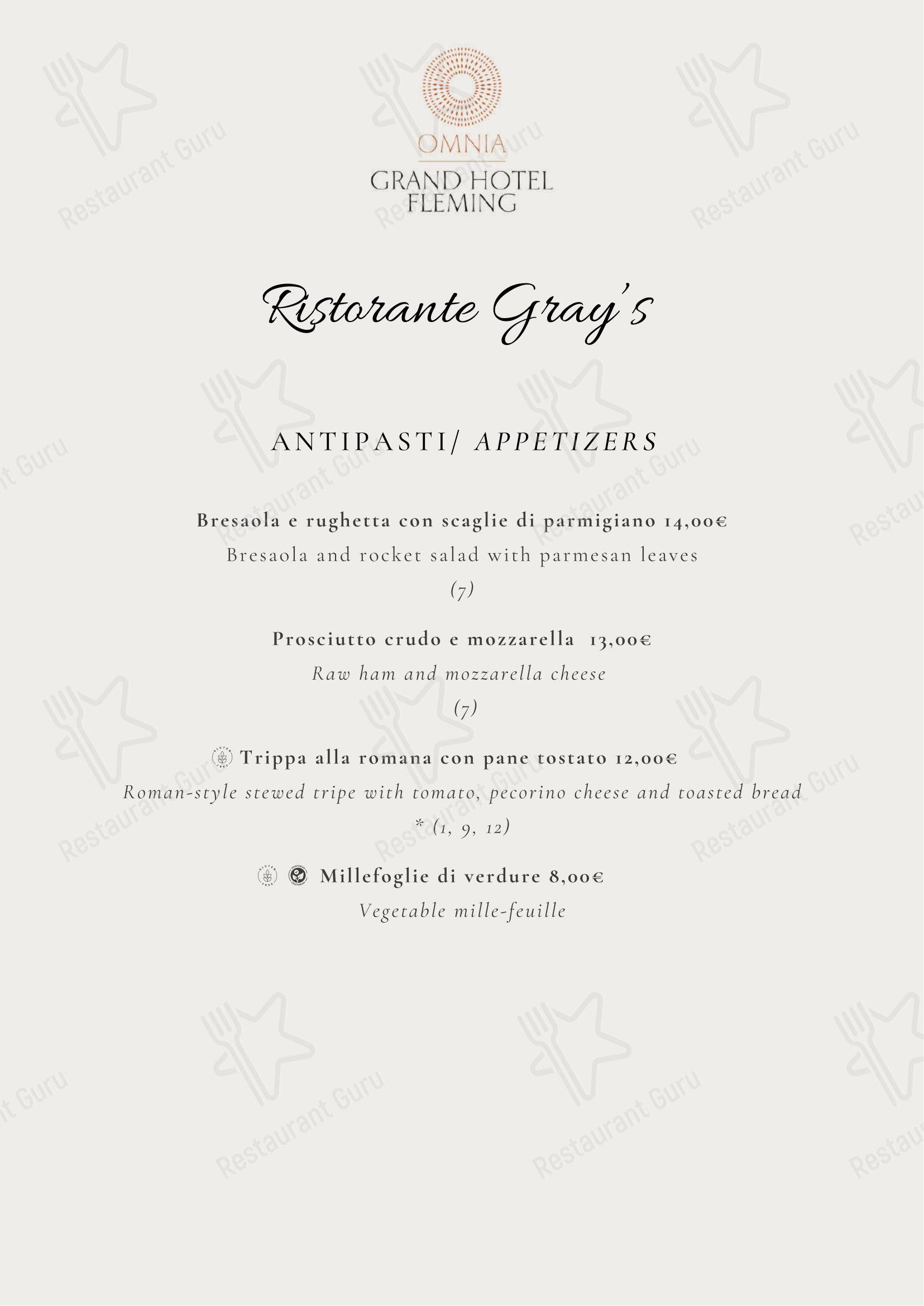 Меню ресторана Ristorante Gray's - Меню напитков
