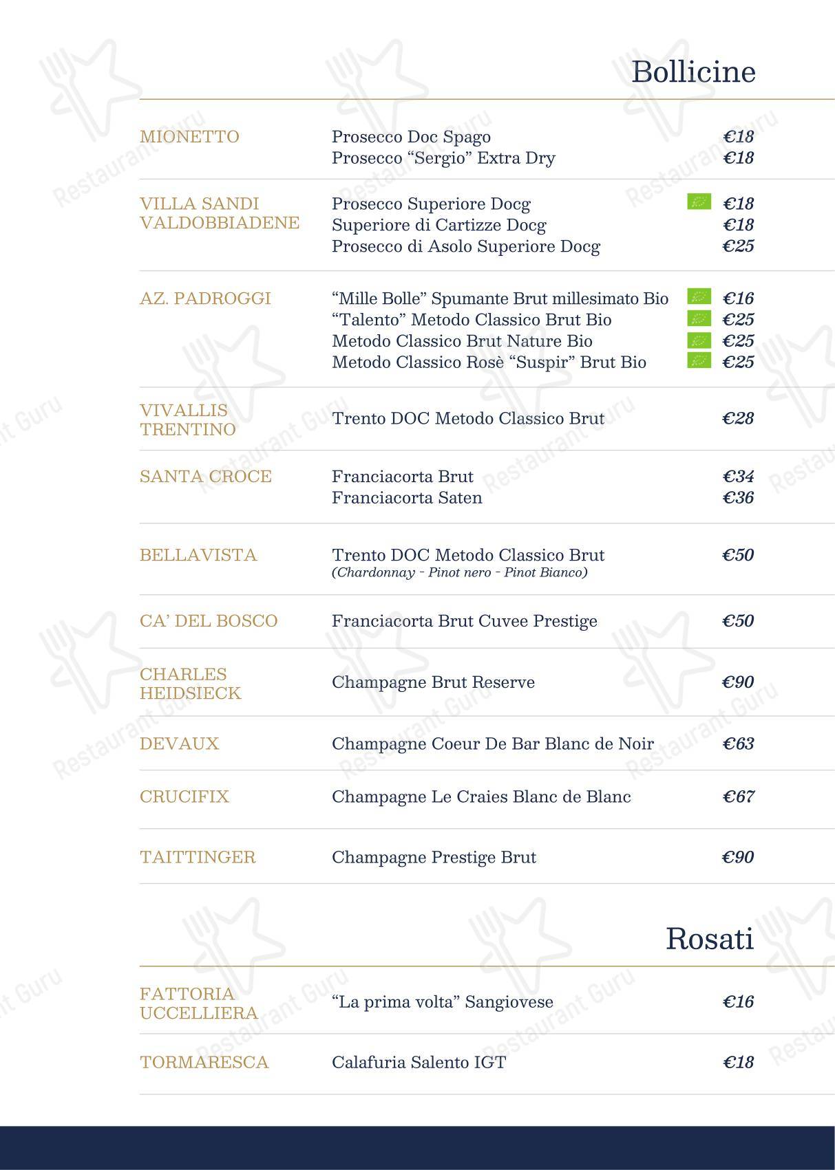Меню напитков ресторана Ristorante Pizzeria Da Rino в Пизе