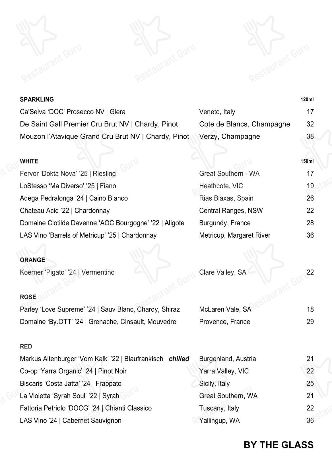 菜单 ресторана Shadow Bar & Kitchen в Перте