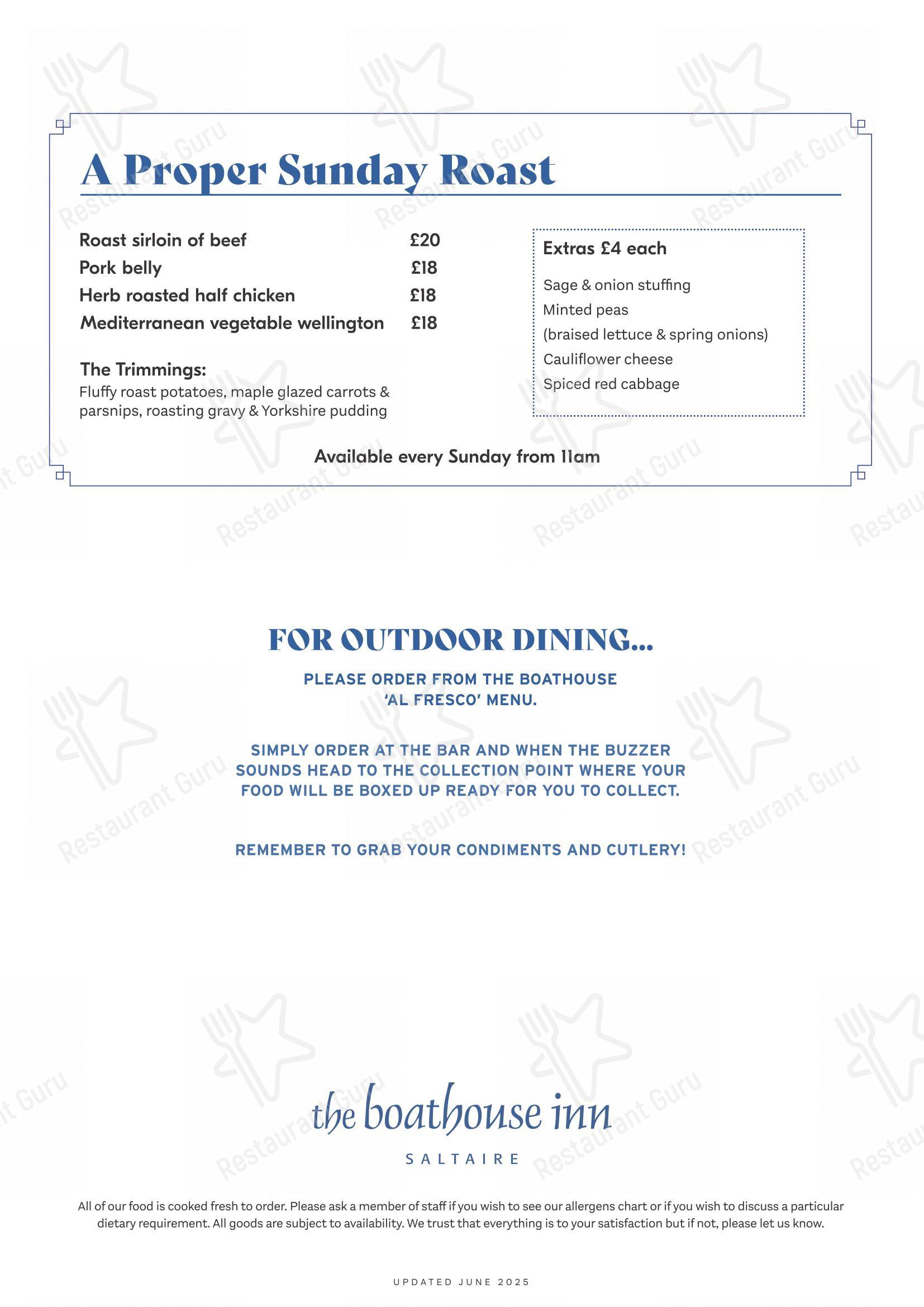 Меню паба и бара The Boathouse Inn - Меню напитков