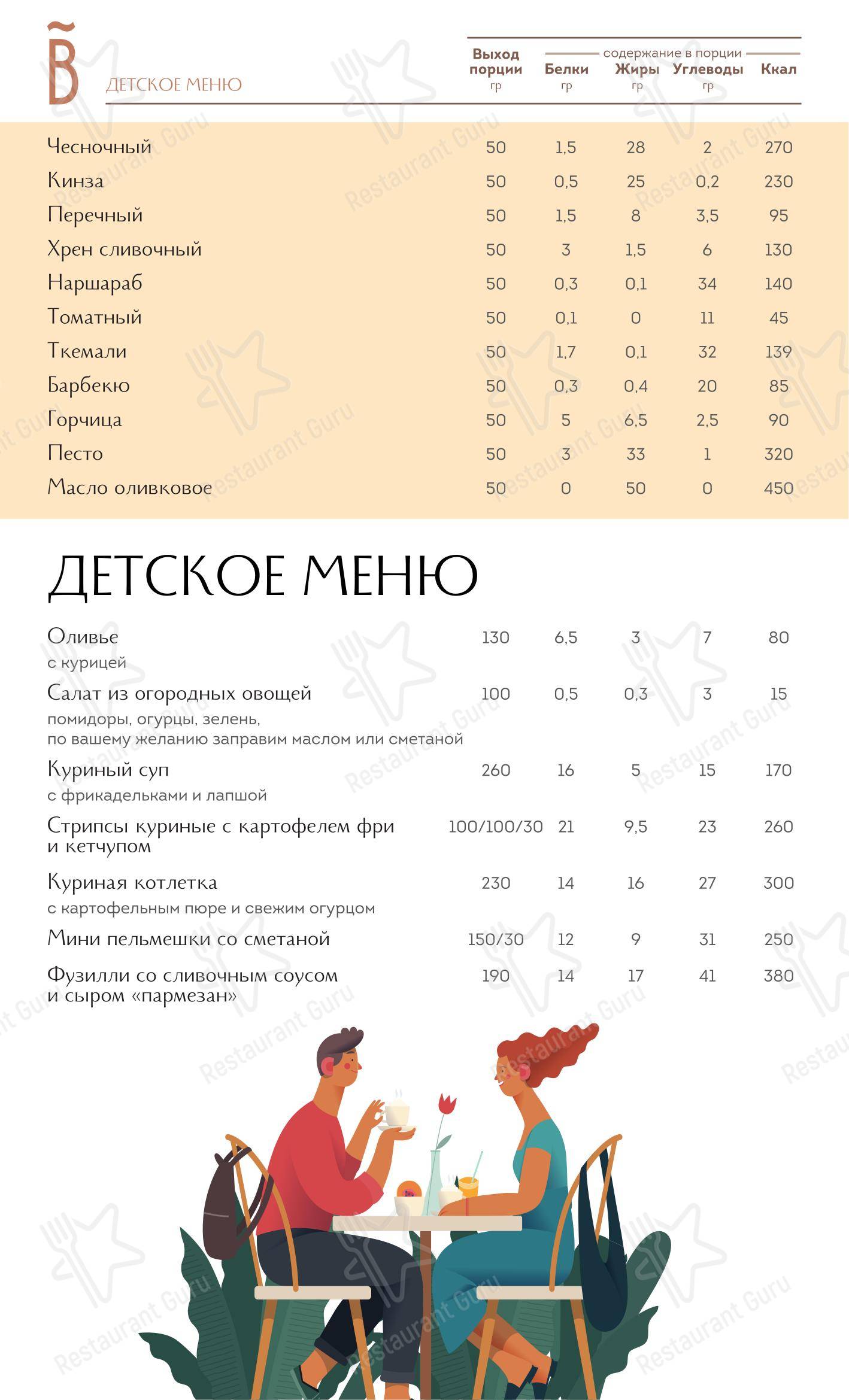 Меню ресторана Ванильное небо - Крафт меню