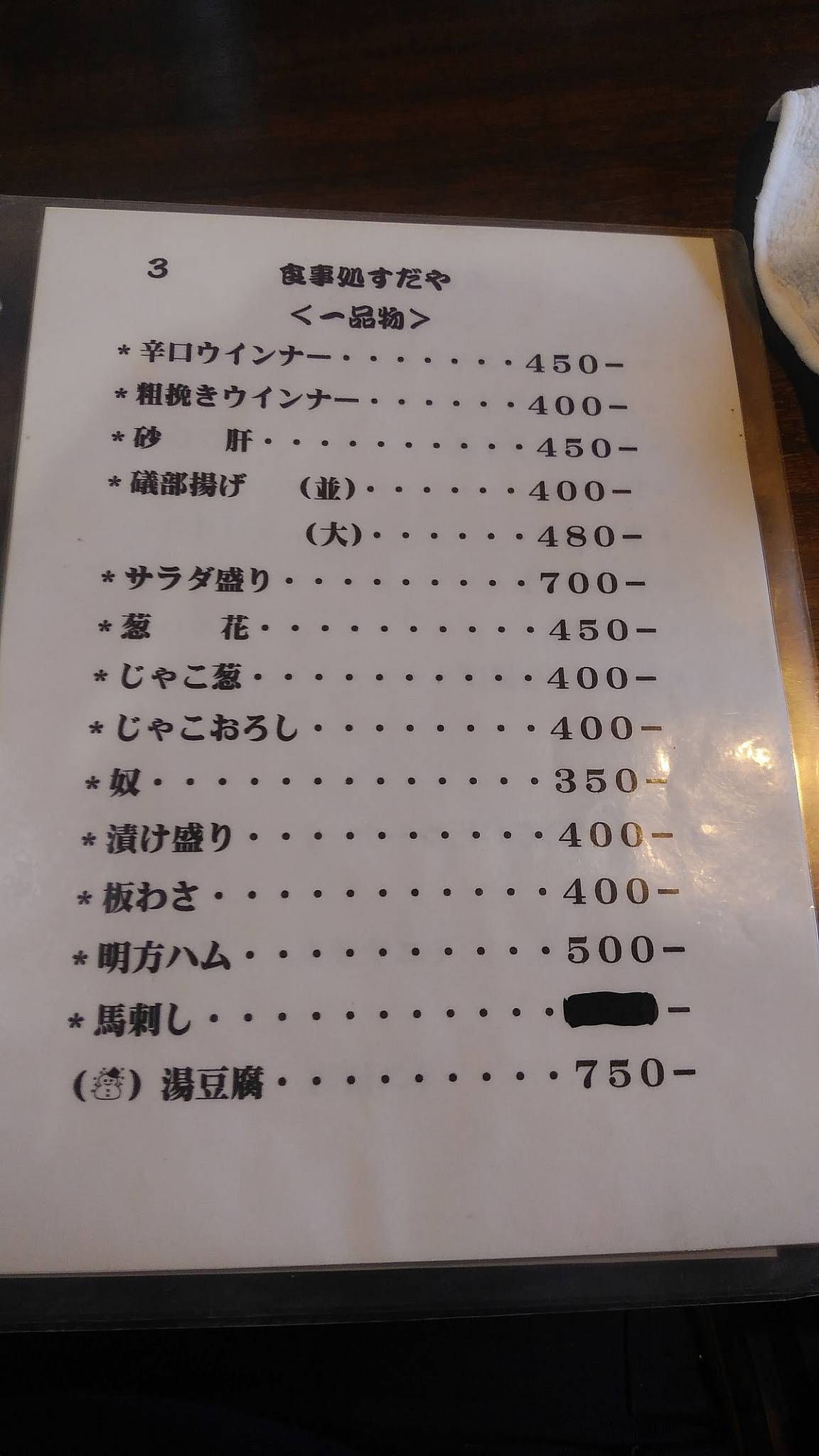 すだや меню