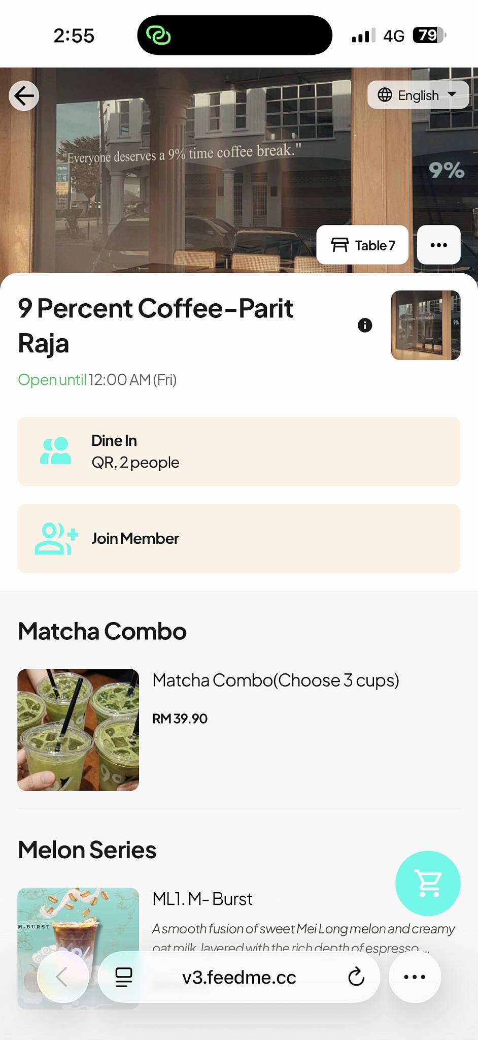 9% Coffee - Parit Raja меню