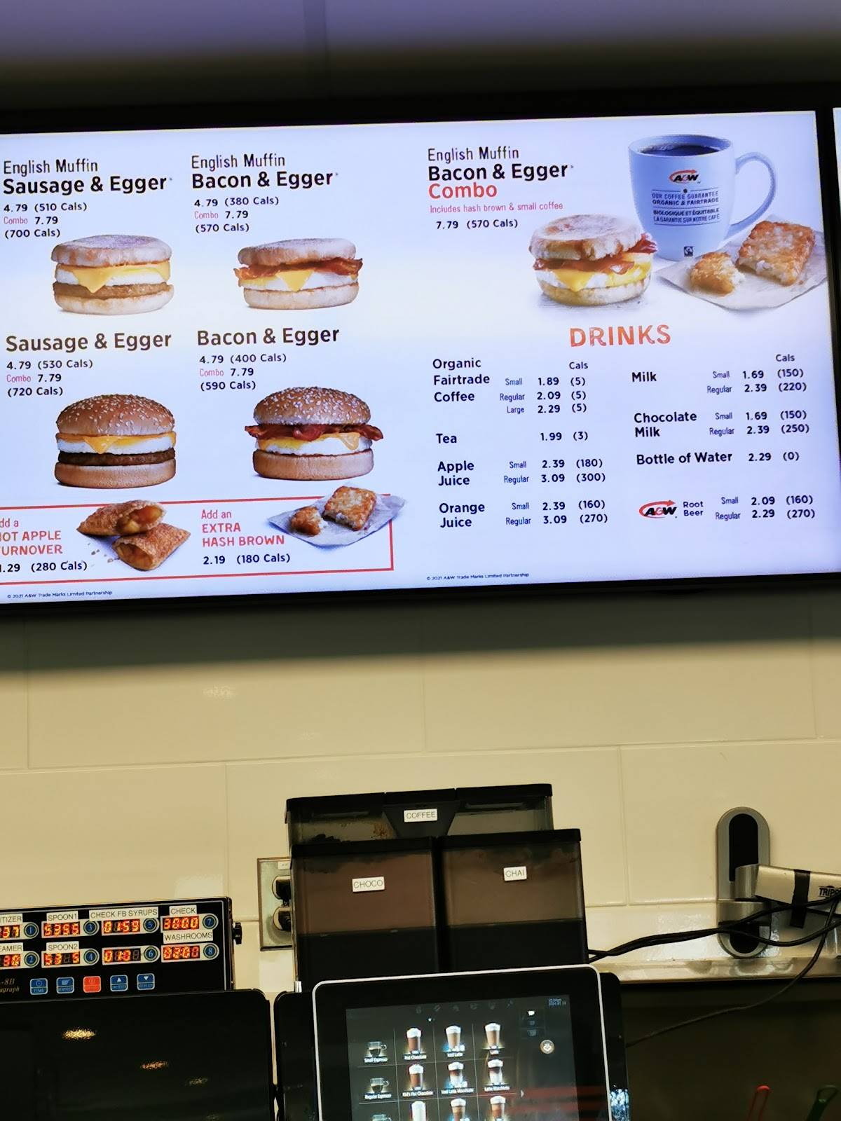 A&W Canada меню