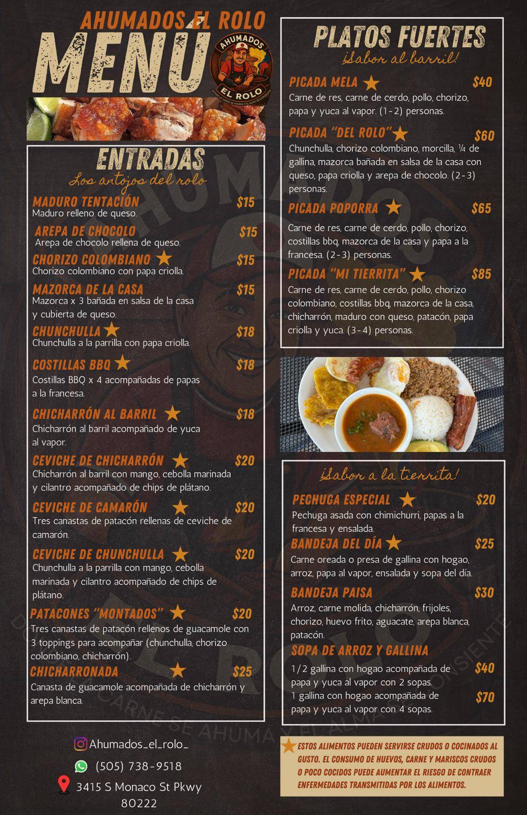 AHUMADOS EL ROLO меню