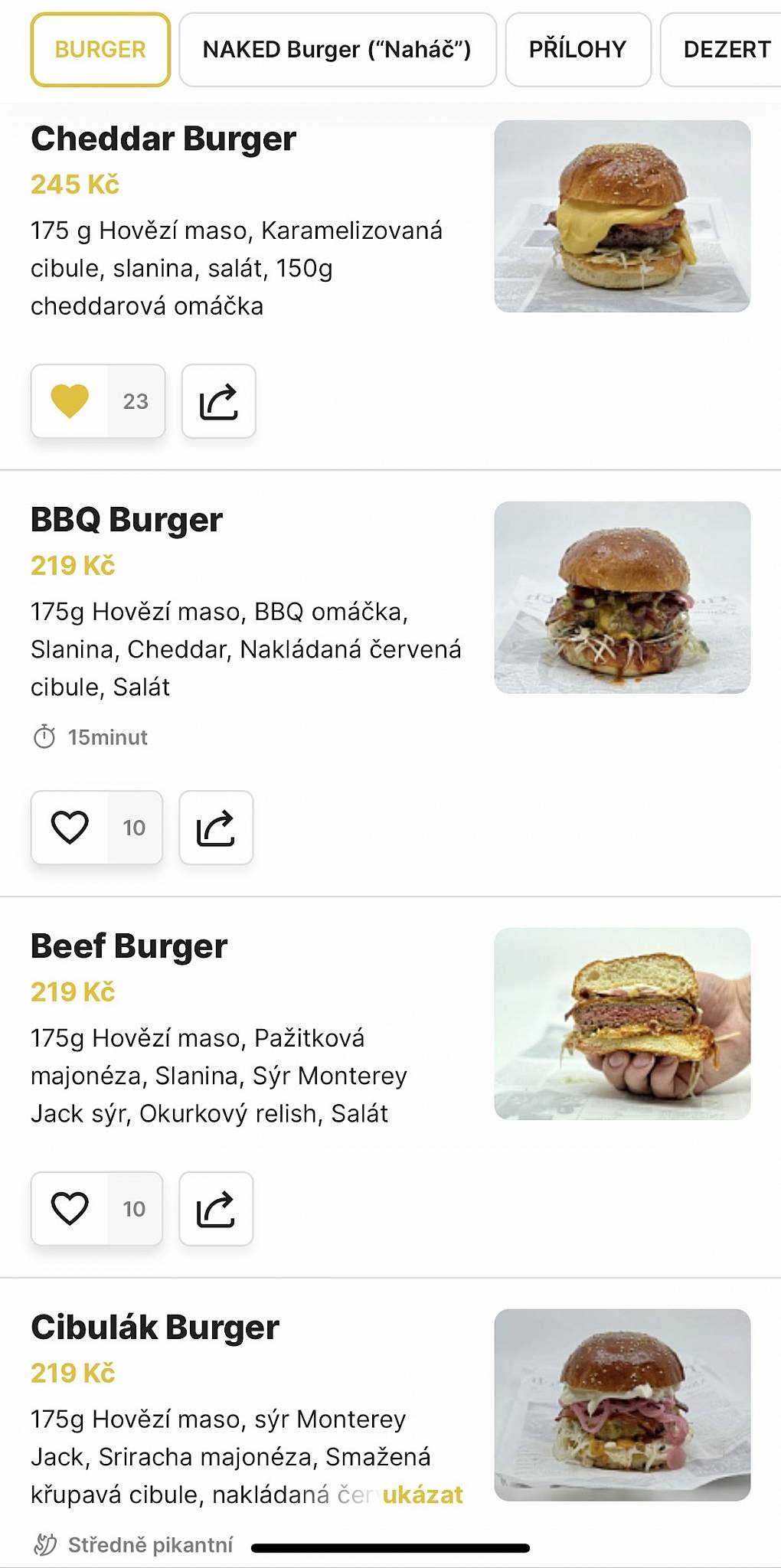 ANIMA Burger меню