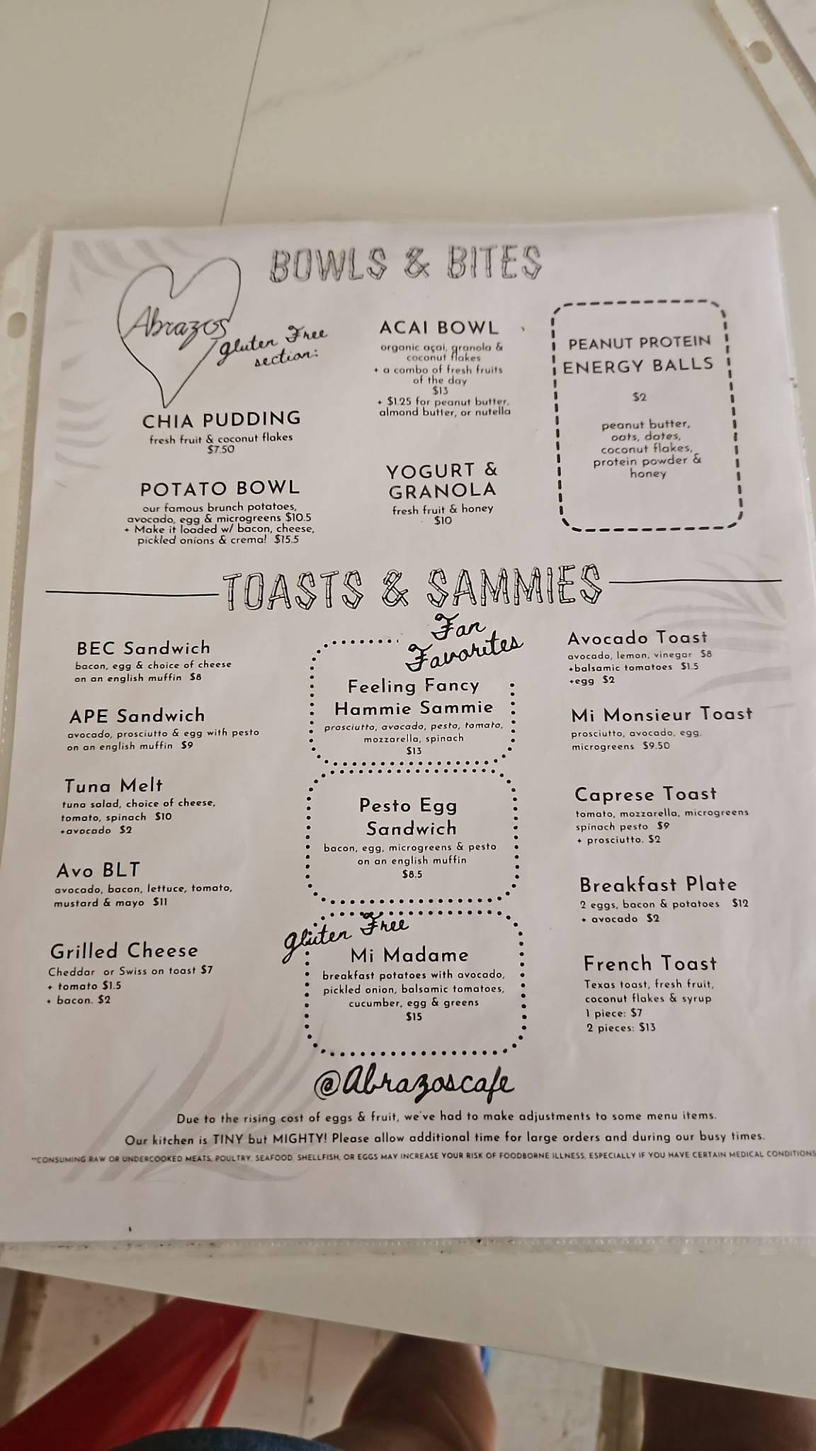 Abrazos Cafe меню