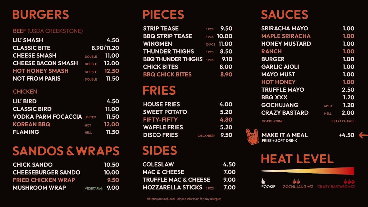 Afterbite Larnaca Burgers, Fried Chicken, Cocktails & More меню