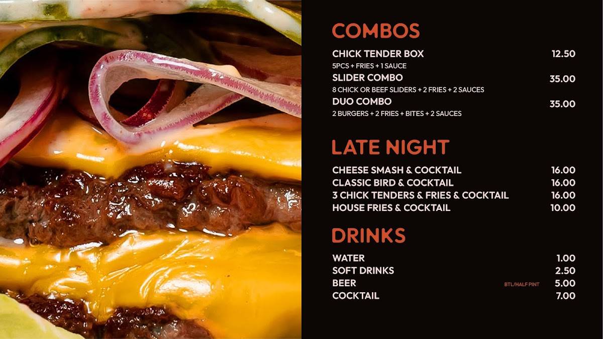 Afterbite Larnaca Burgers, Fried Chicken, Cocktails & More меню