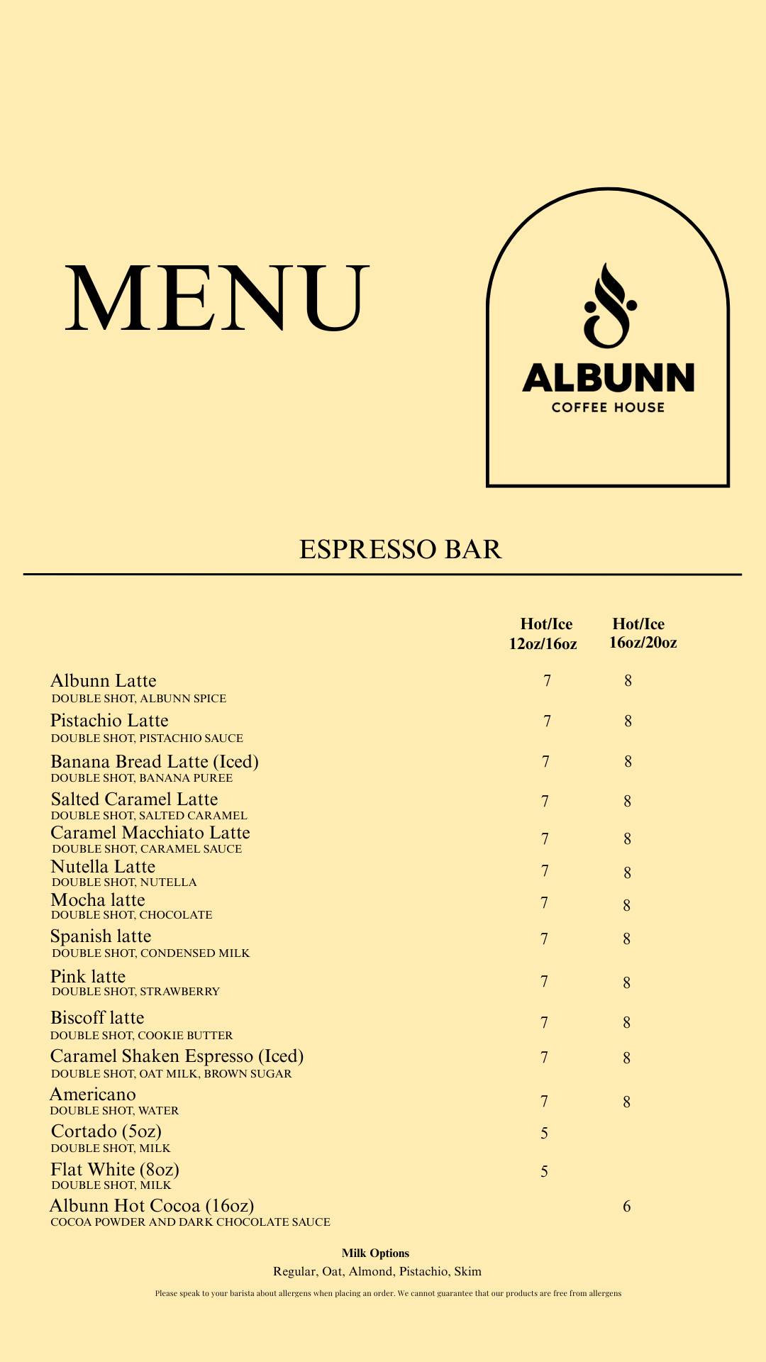 Albunn Coffee House меню