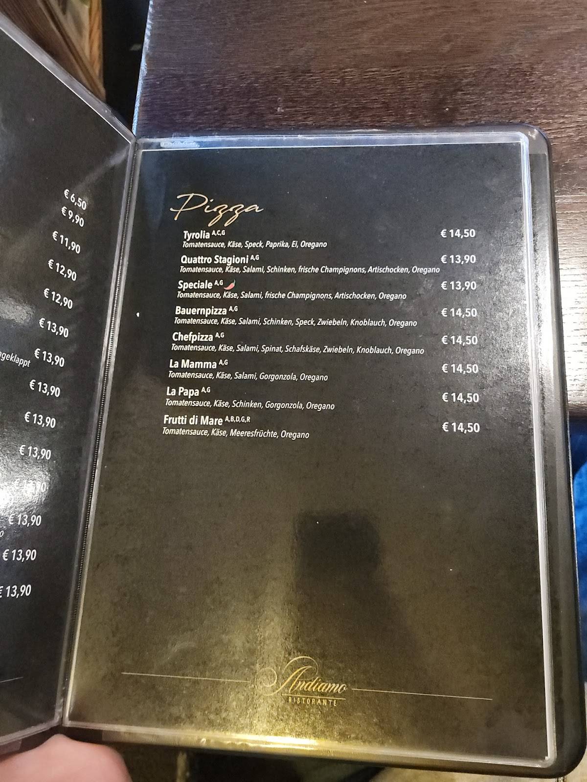 Andiamo Ristorante меню