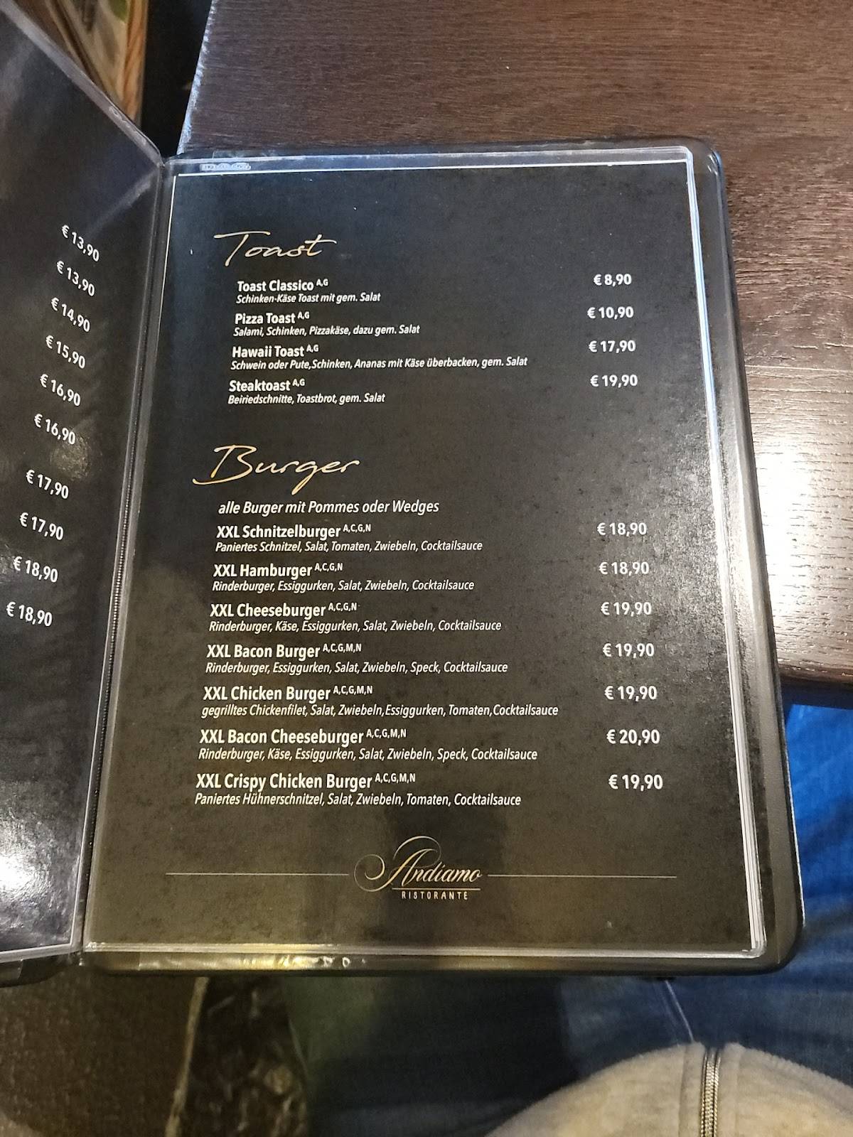 Andiamo Ristorante меню