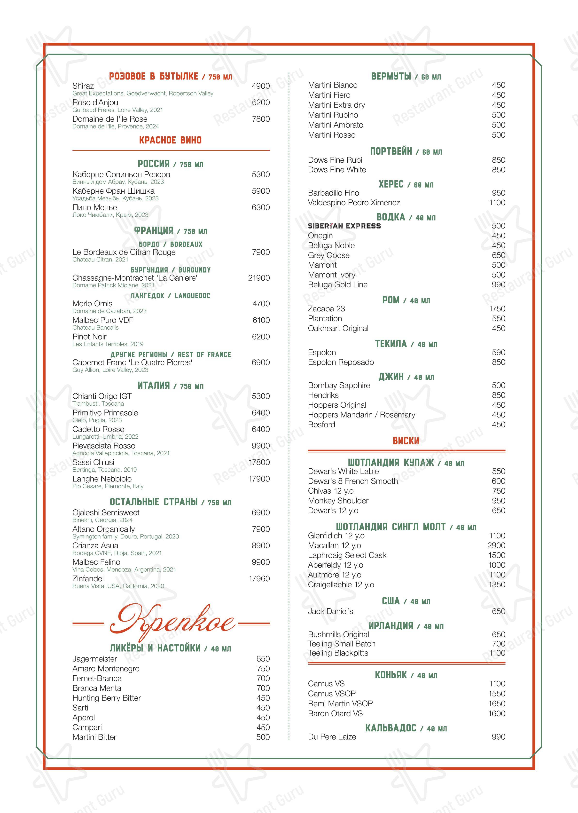 Antonio Bistro в Санкт-Петербурге - Меню