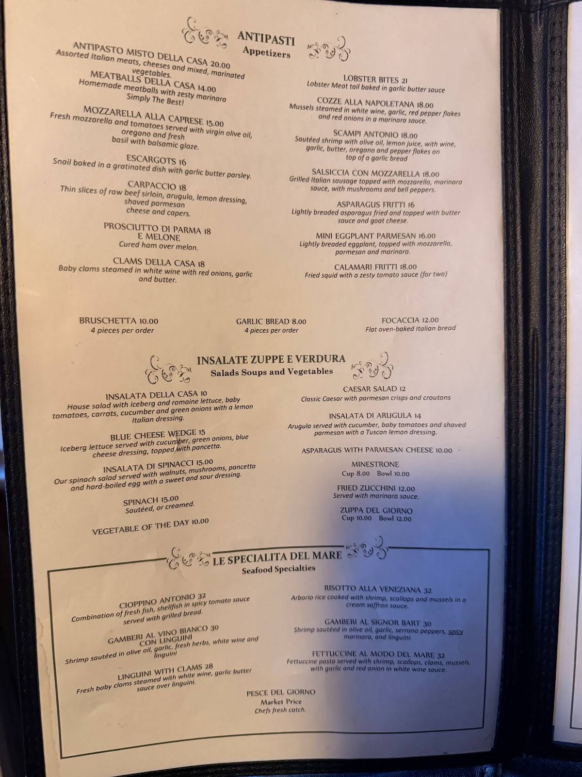 Antonio Ristorante меню