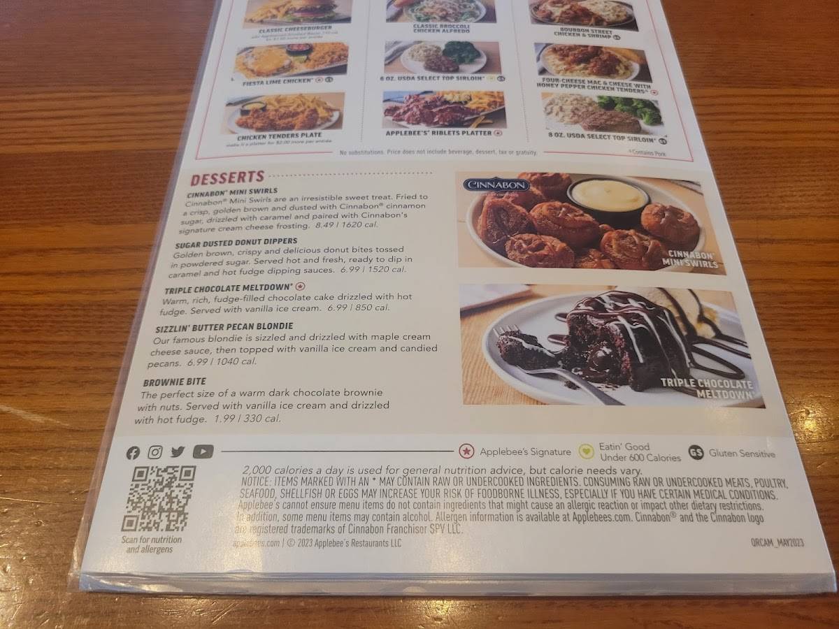 Applebee's Grill + Bar меню