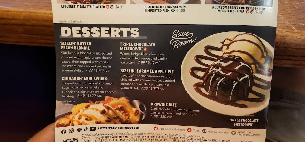 Applebee's Grill + Bar меню