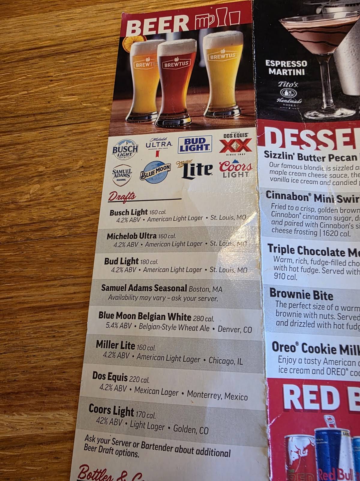 Applebee's Grill + Bar меню