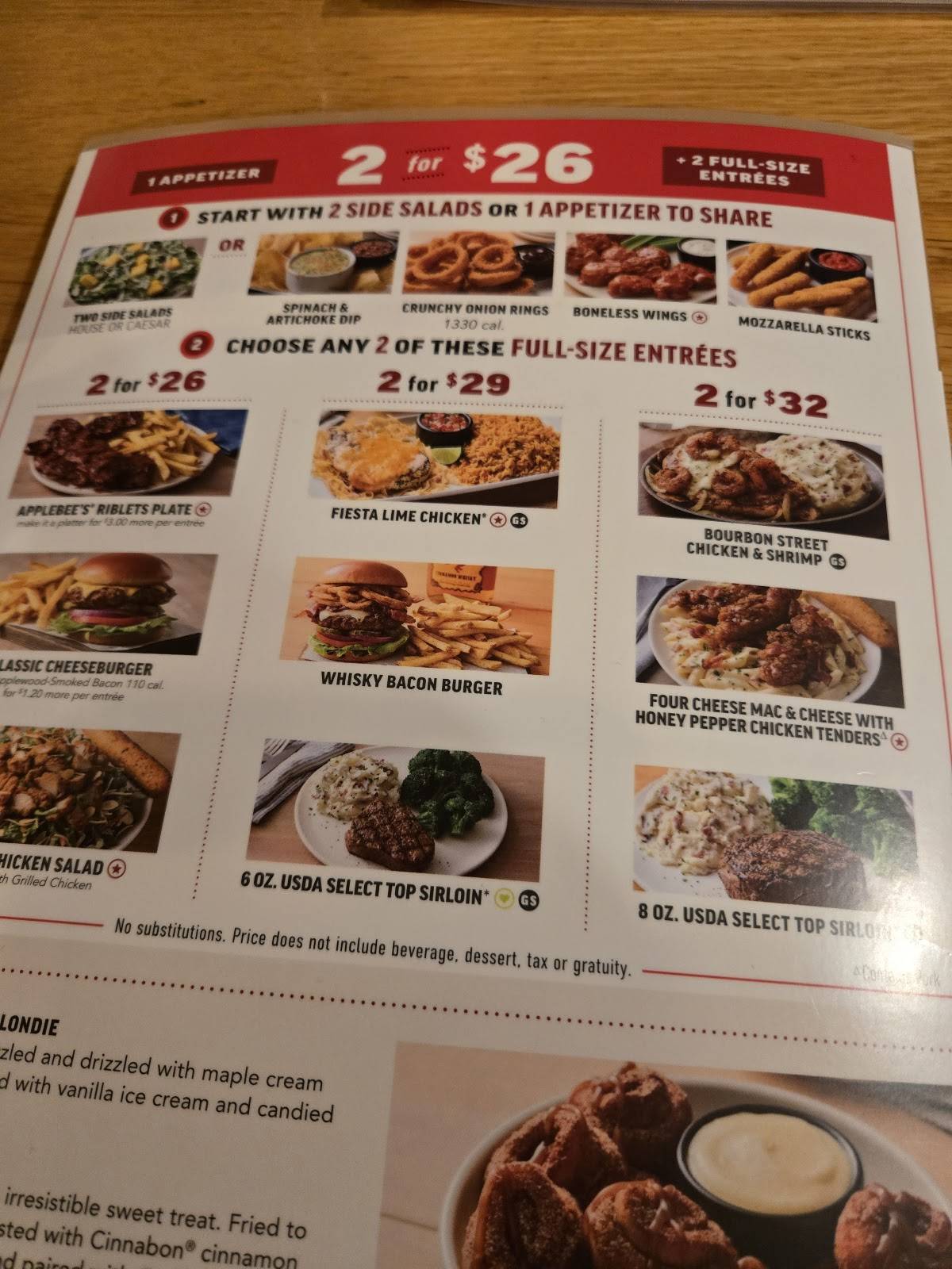 Applebee's Grill + Bar меню