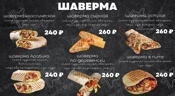 Меню ресторана Арабика