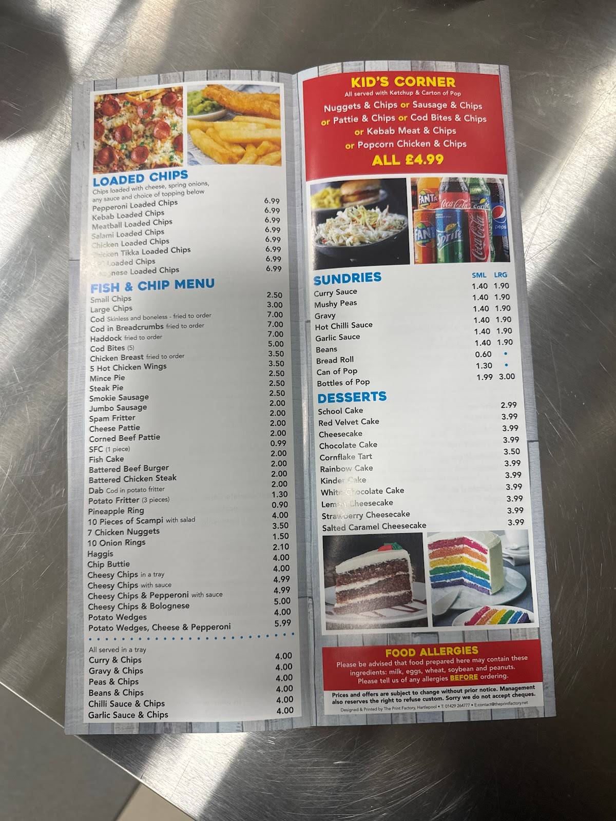 Ashington Fry Inn меню