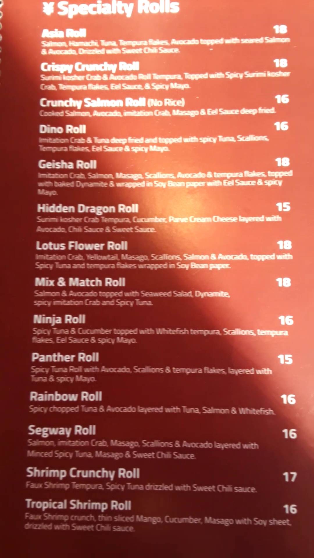 Asia Restaurant меню