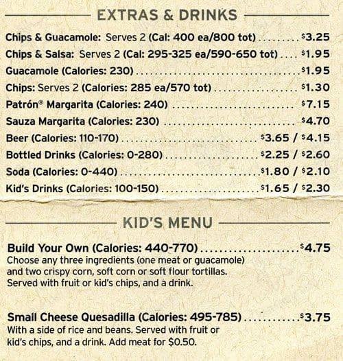 Chipotle Mexican Grill меню