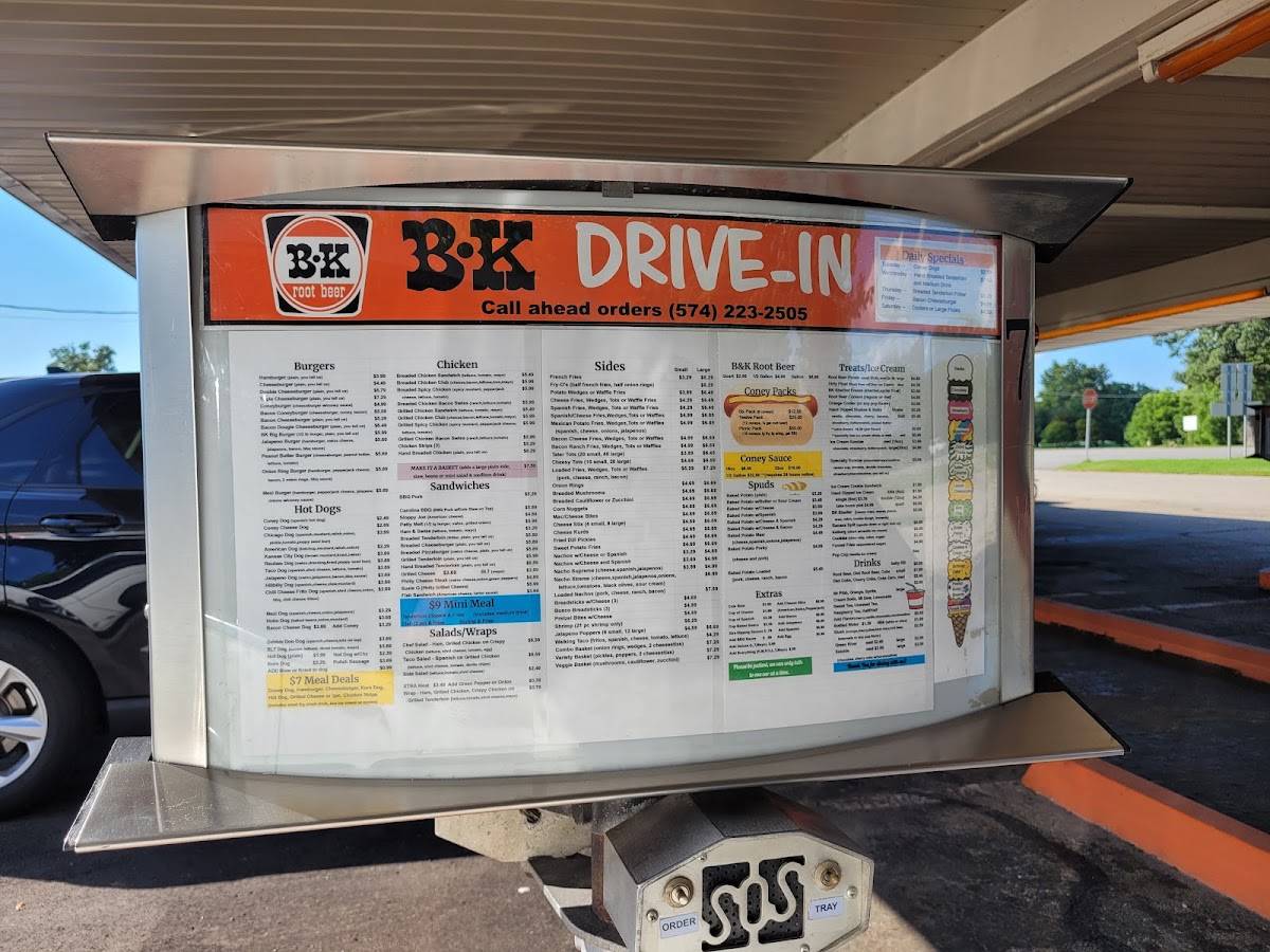 B&K Drive-In меню