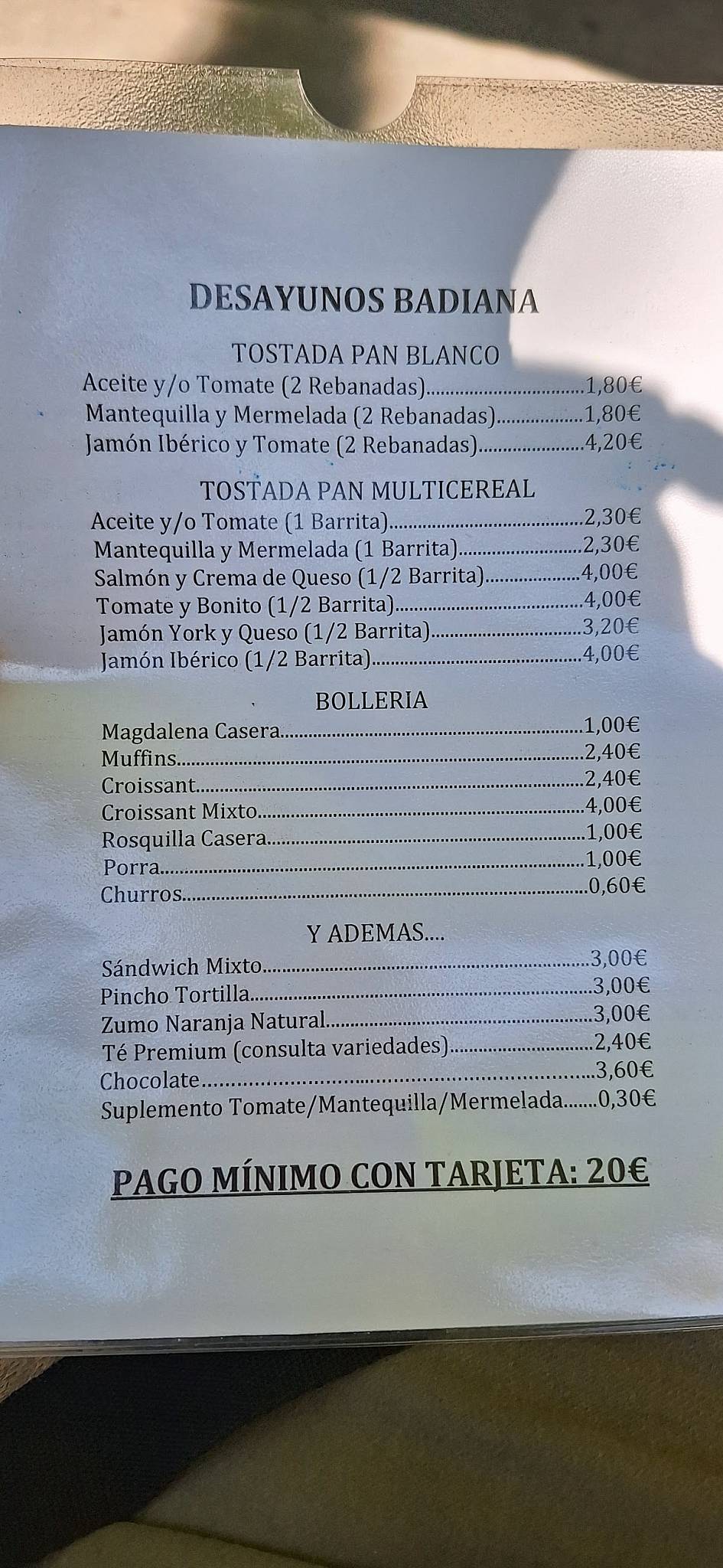 BADIANA меню
