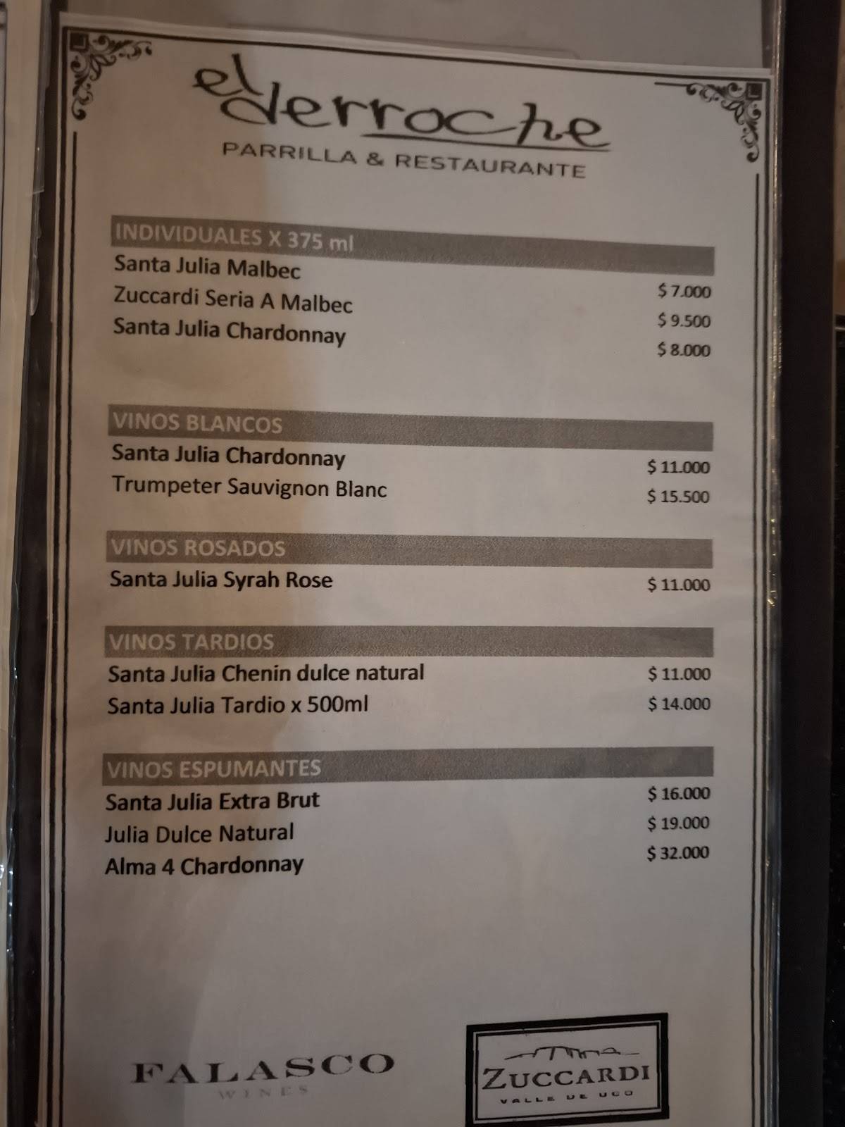 Restaurant-Parrilla "El Derroche" меню