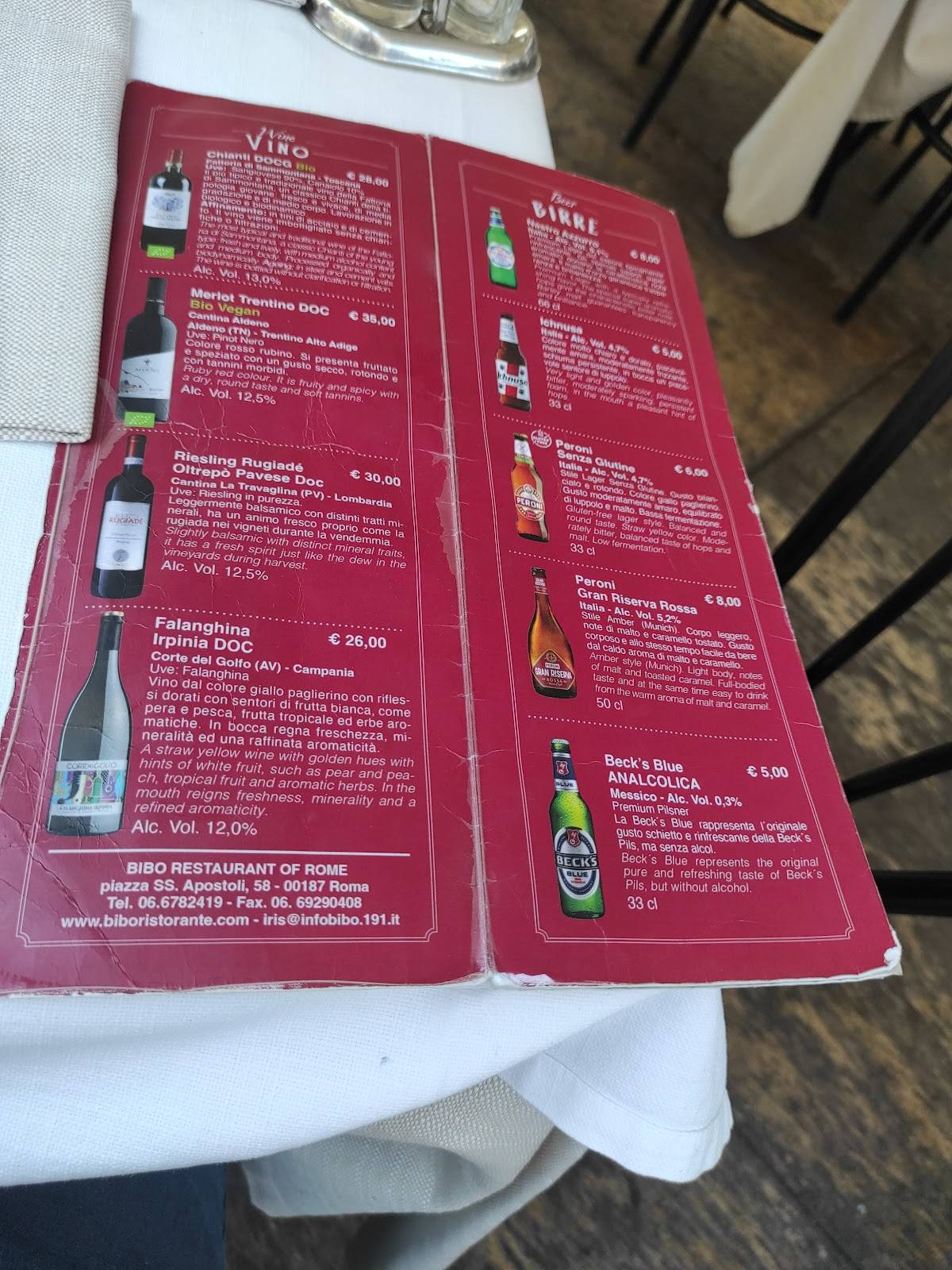BIBO Ristorante e Bar dal 1969 меню