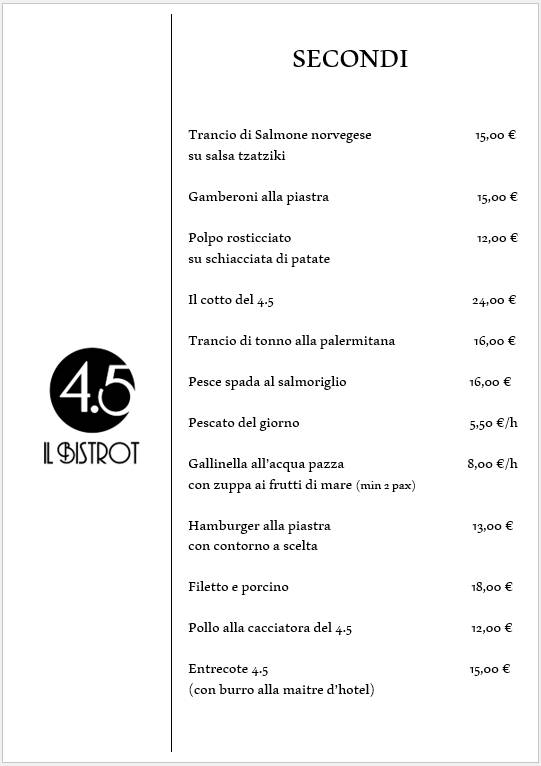 BISTROT 4.5 меню