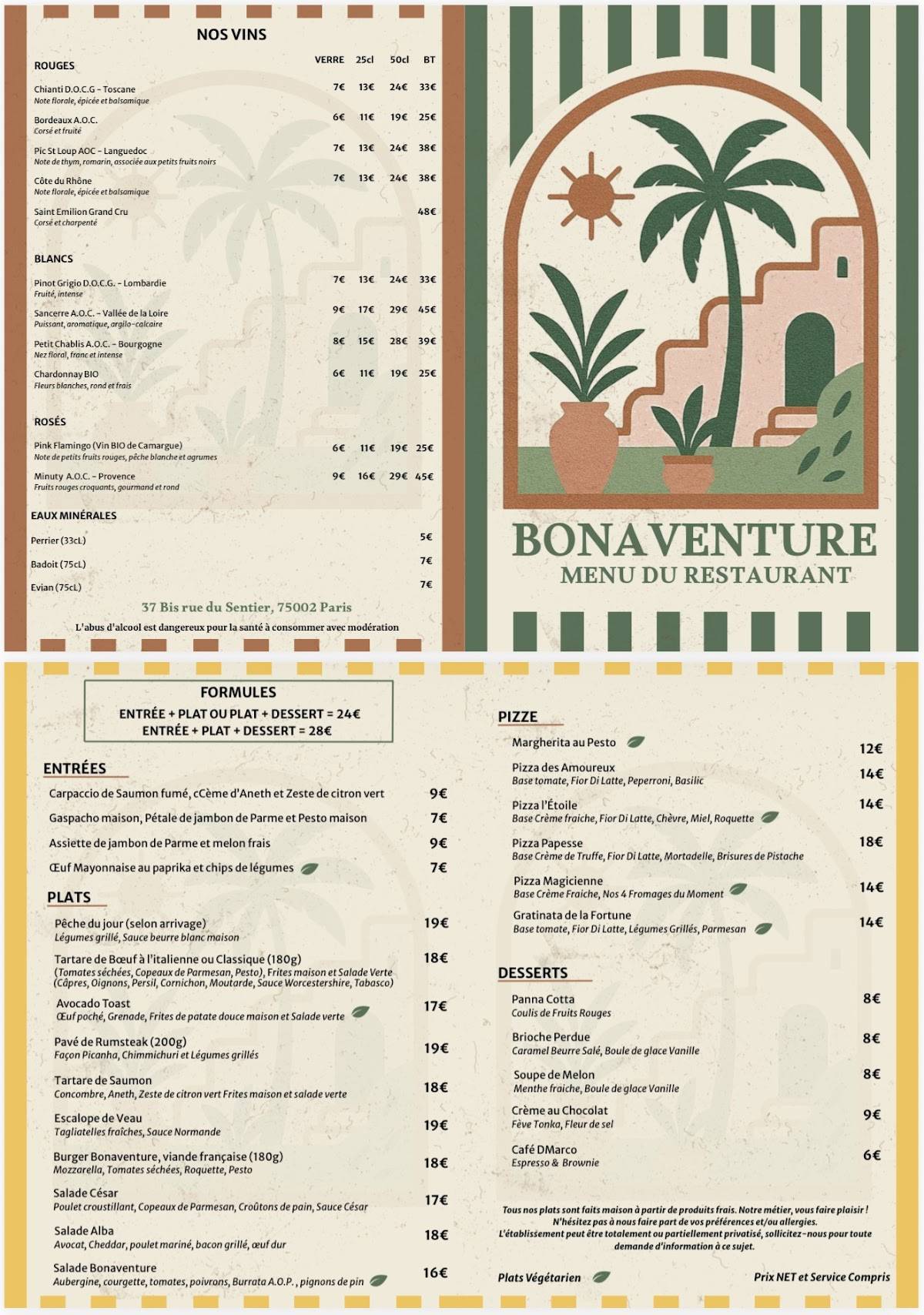BONAVENTURE меню