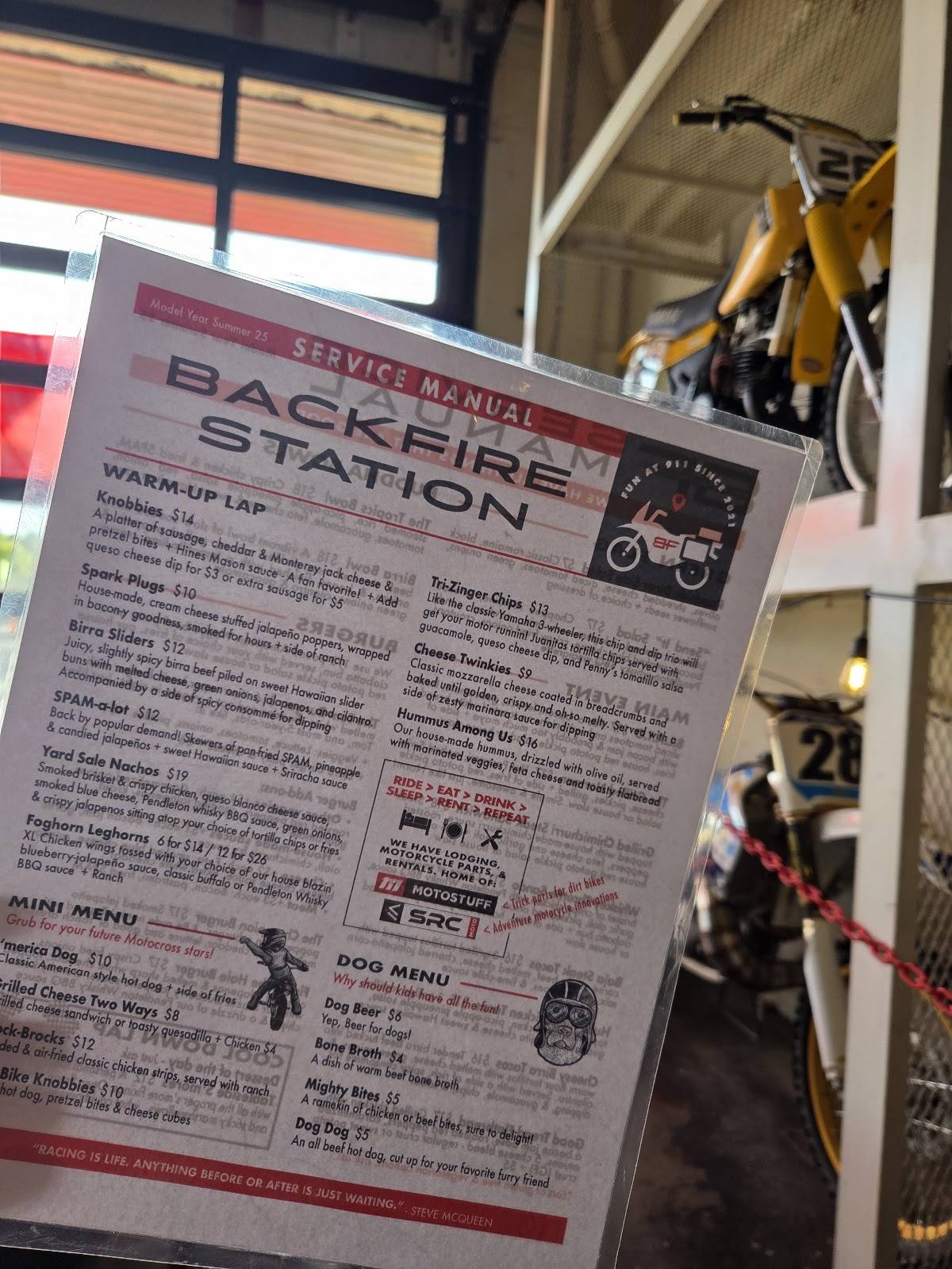 BackFire Station LLC меню