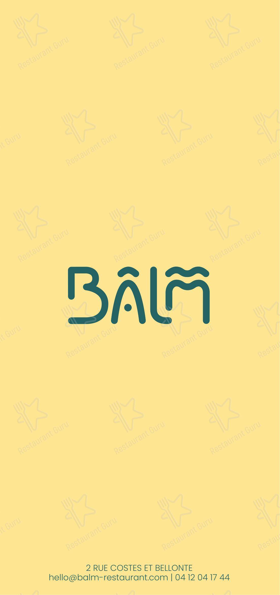 Меню ресторана Balm Restaurant - Детское