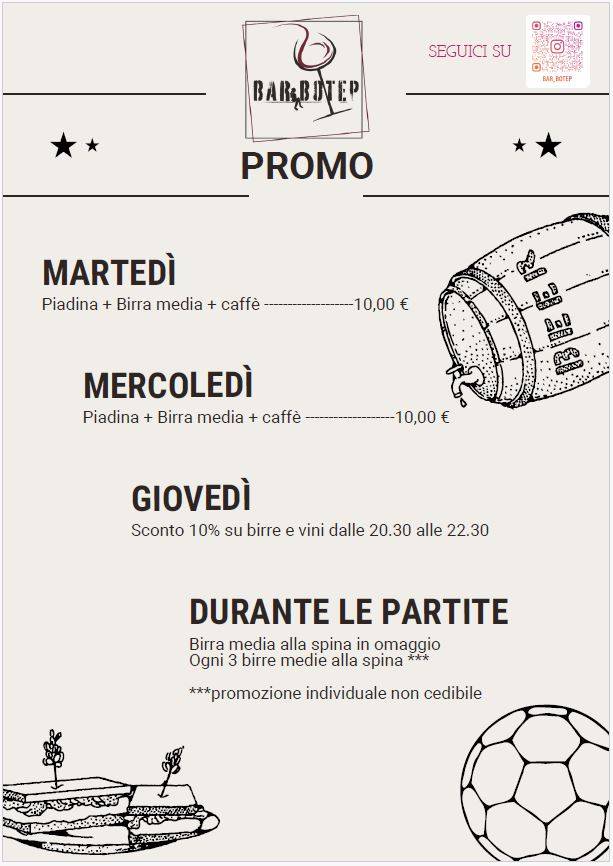 Bar Botep меню