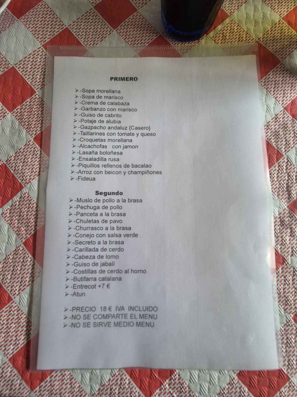 Bar Hostal Nou меню