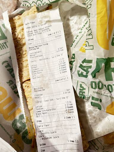 Subway меню