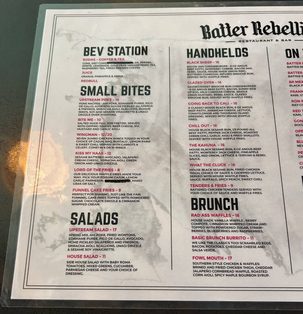 Batter Rebellion меню