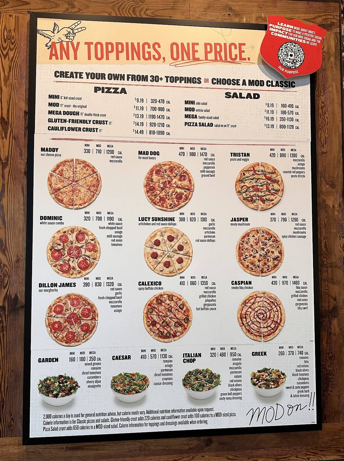 MOD Pizza меню