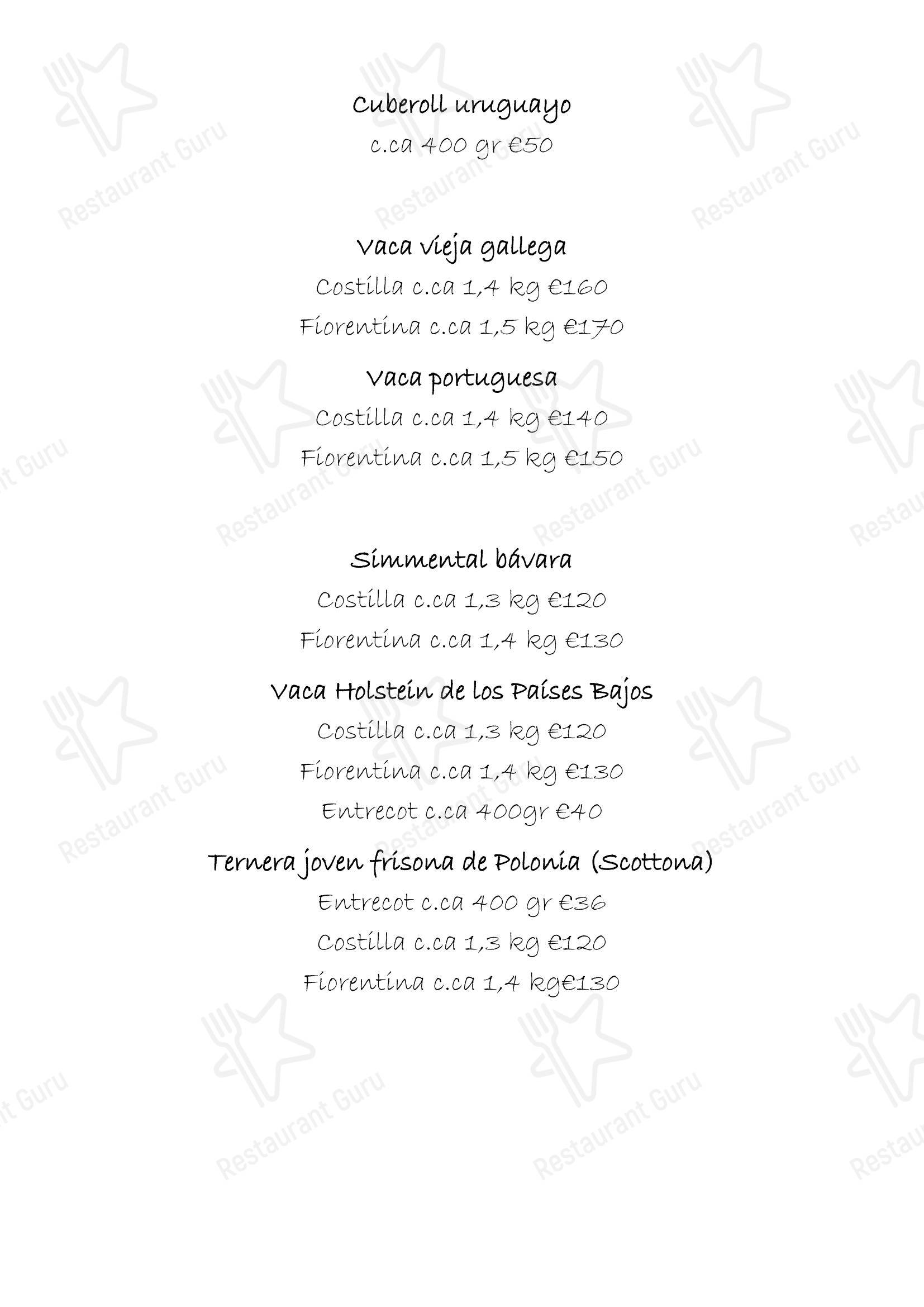 Ночное меню стейк хауса Beef Bazaar в Риме