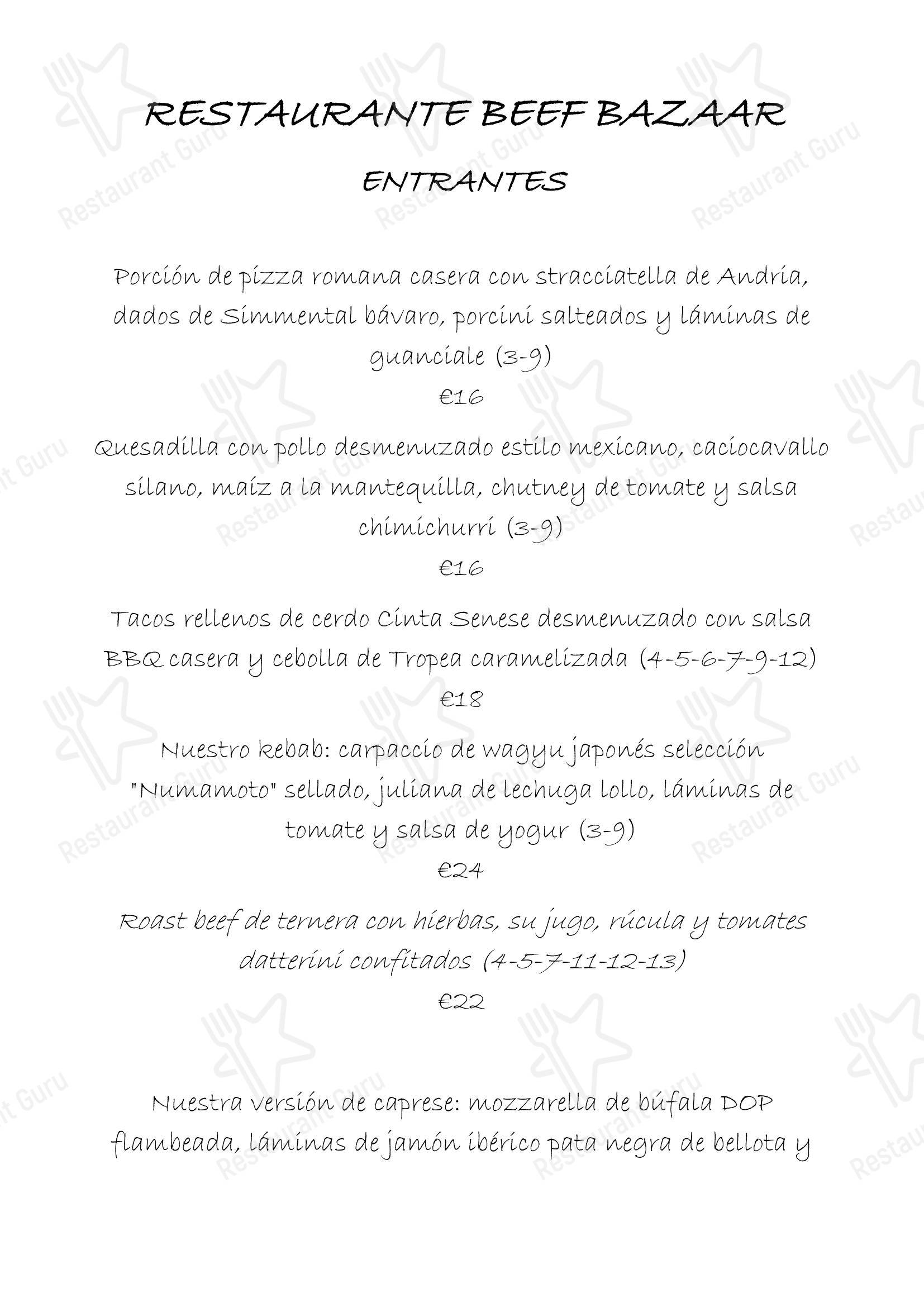 Beef Bazaar в Риме - Ночное меню