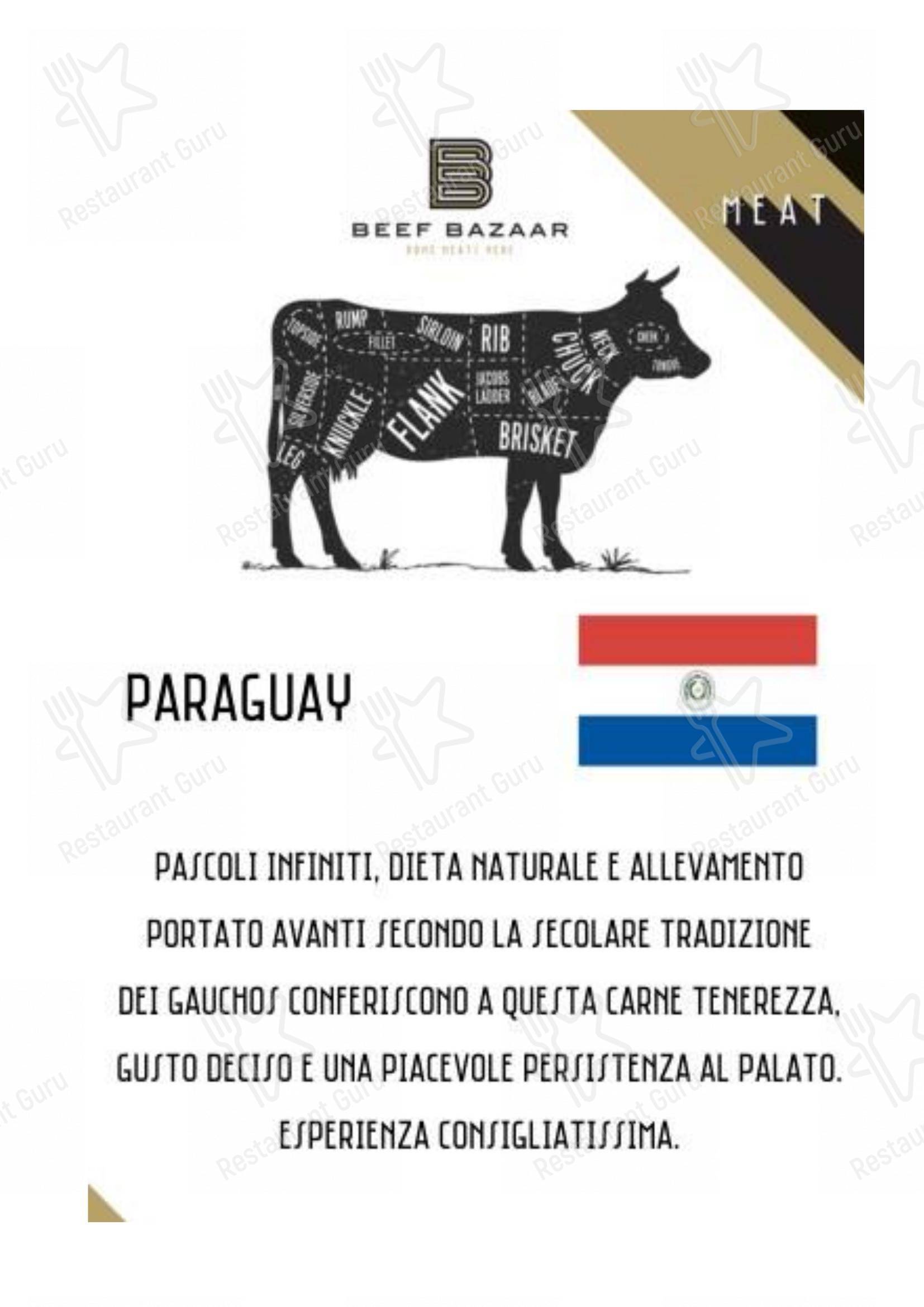 Lunch Menu стейк хауса Beef Bazaar в Риме