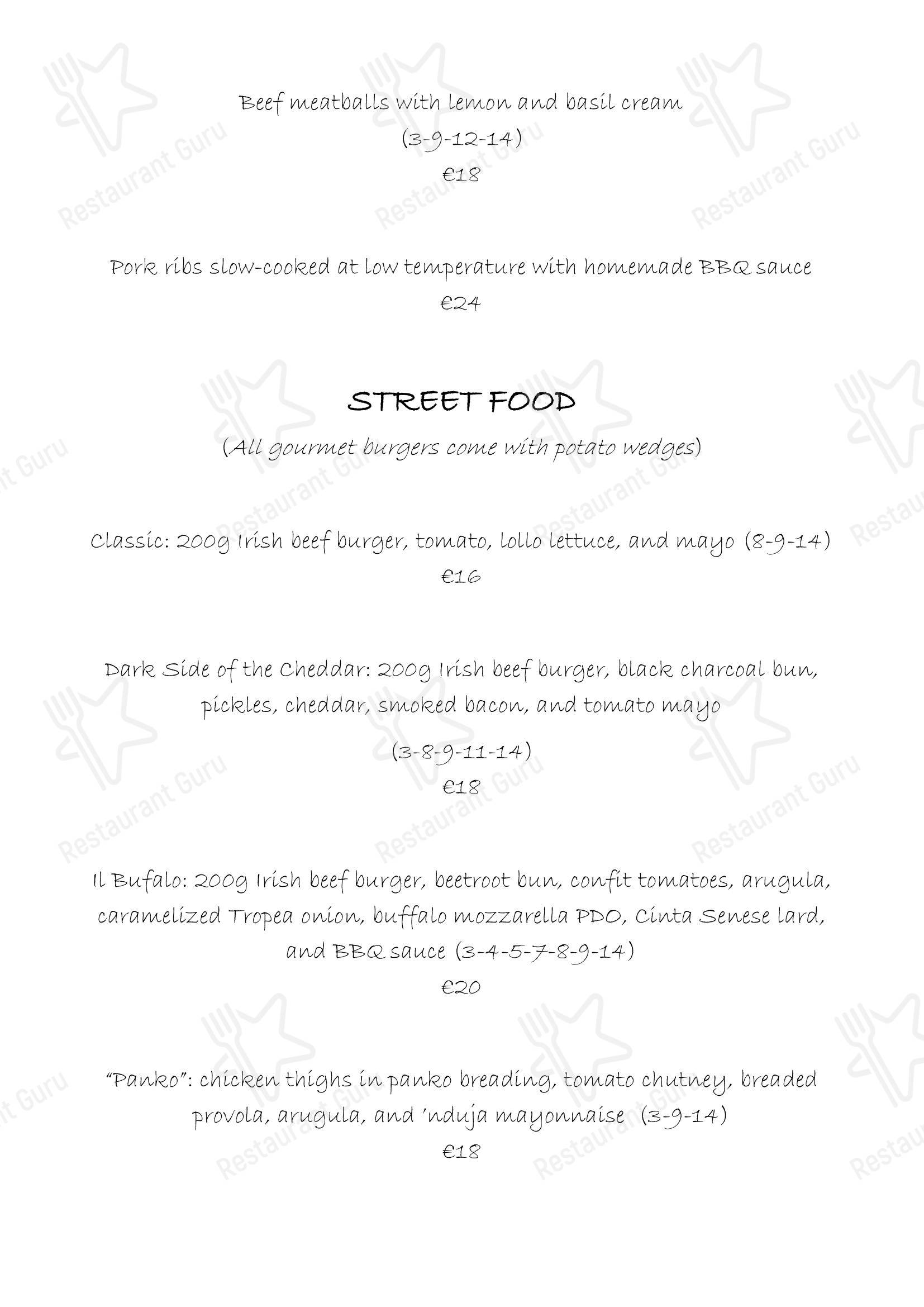 菜单 стейк хауса Beef Bazaar в Риме