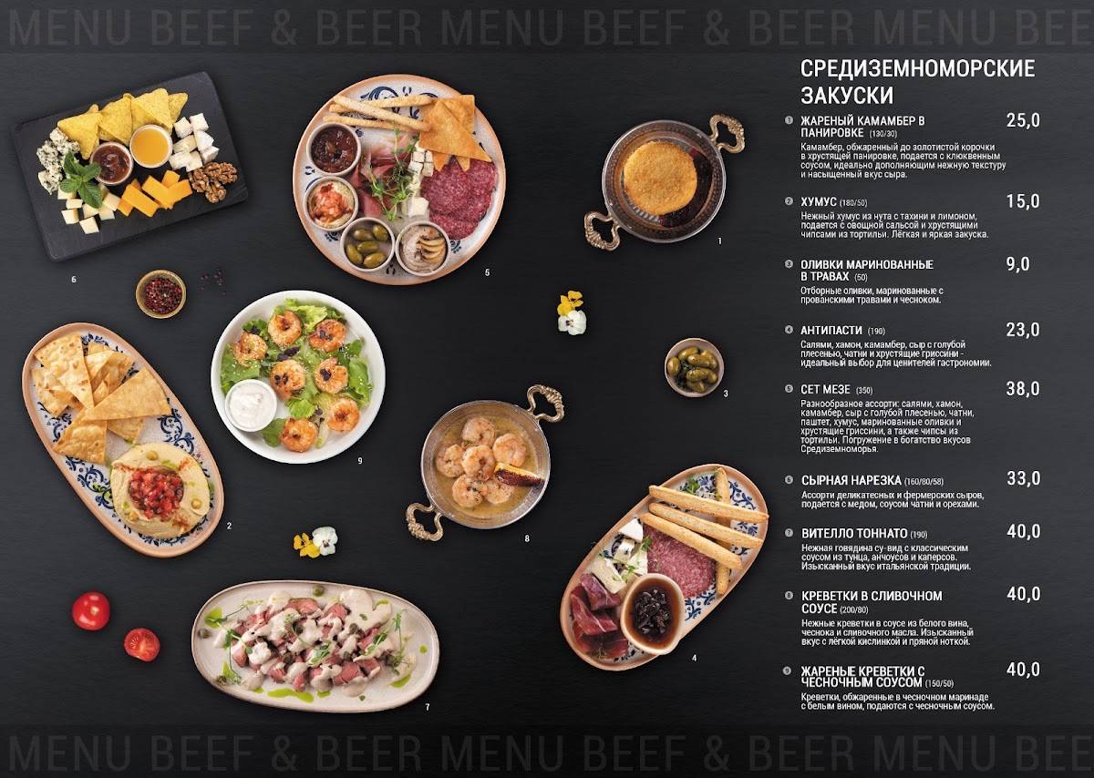 "Beef&Beer" меню
