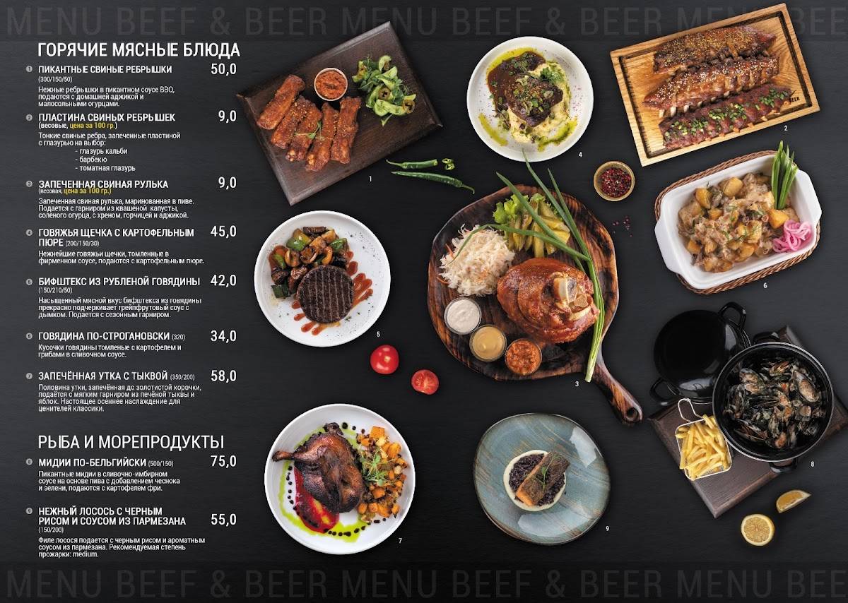 "Beef&Beer" меню